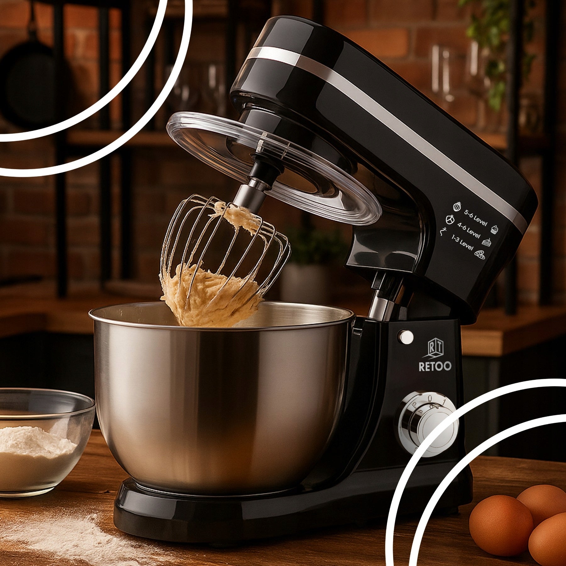 PLANETARY FOOD PROCESSOR WITH BOWL 6L MULTIFUNCTIONAL MIXER 3in1 3200W XL Operating modes pulsating