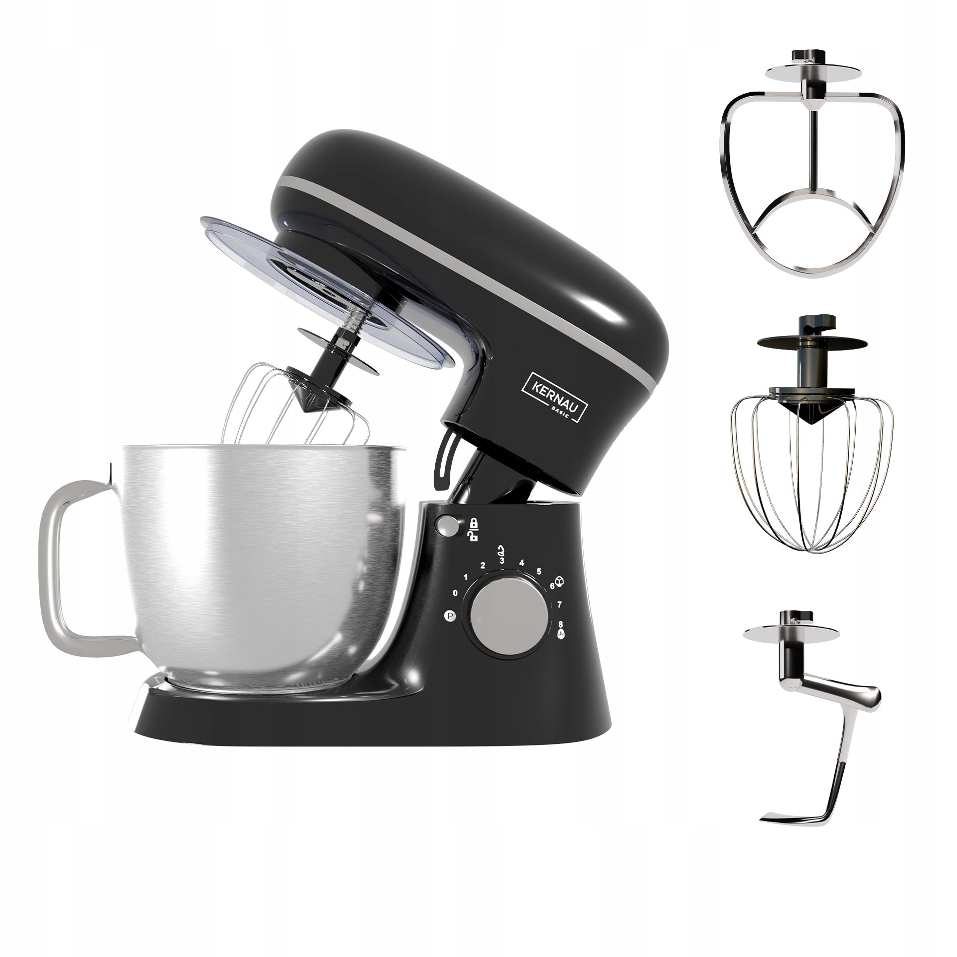 PLANETARY ROBOT KERNAU KITCHEN 1500W MIXER WITH BOWL MULTIFUNCTIONAL BLACK Packaging status original