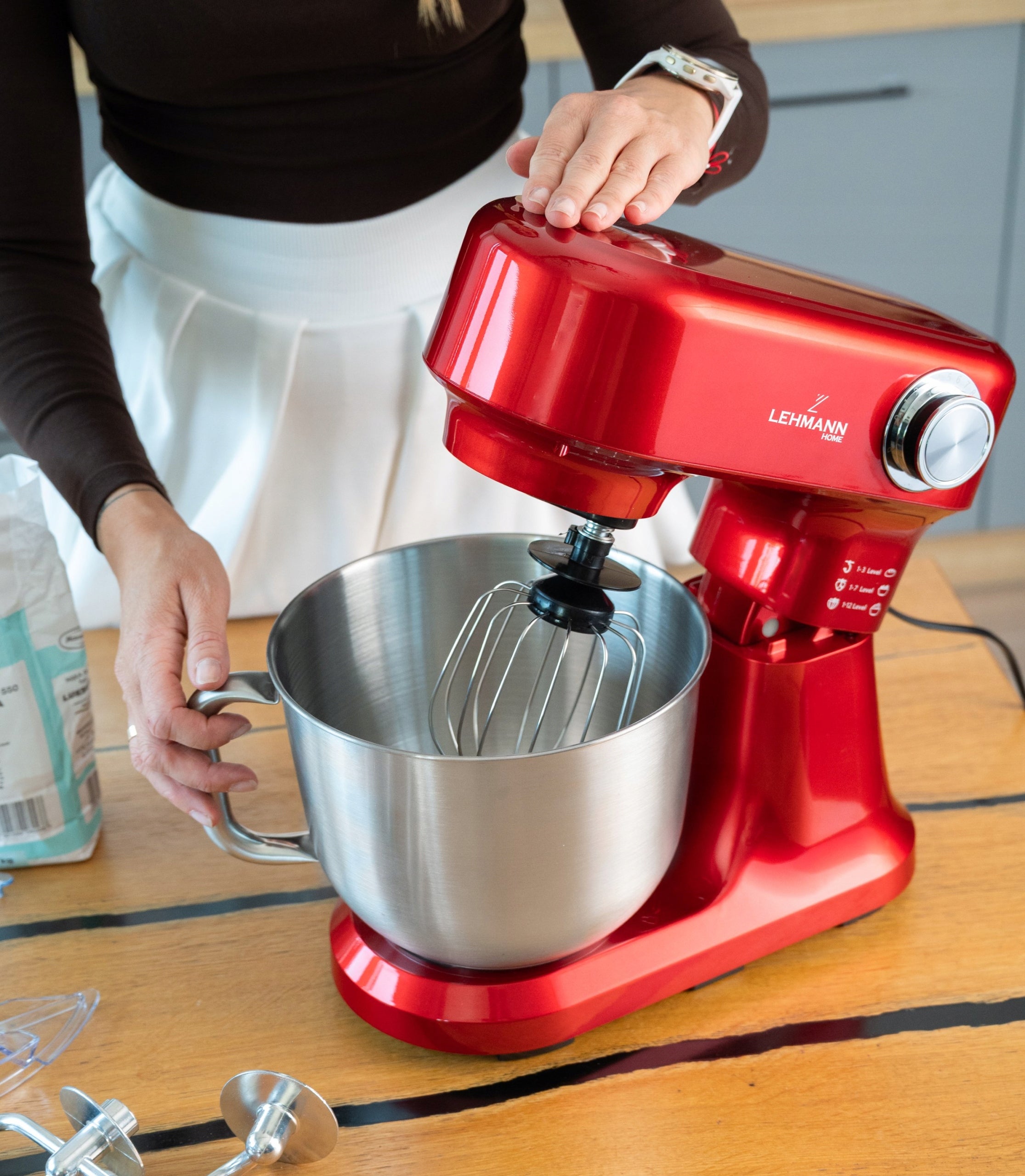 PLANETARY ROBOT KITCHEN MIXER 3x MIXERS LARGE BOWL BREAD DOUGH HOOK Model CELESTO CZERWONY