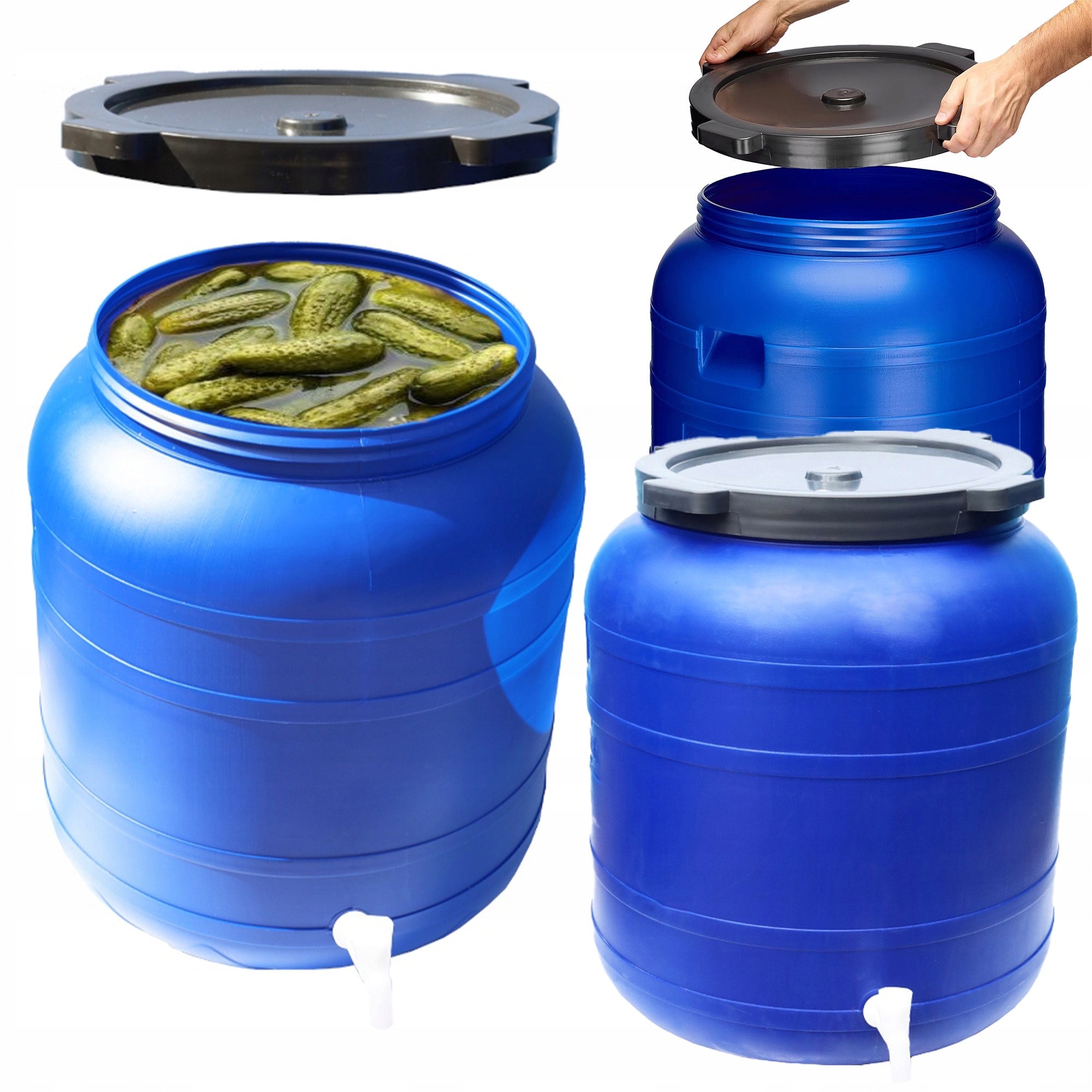 PLASTIC BARREL 150 L FOR PICKLING CABBAGE CUCUMBERS WITH SCREW CAP