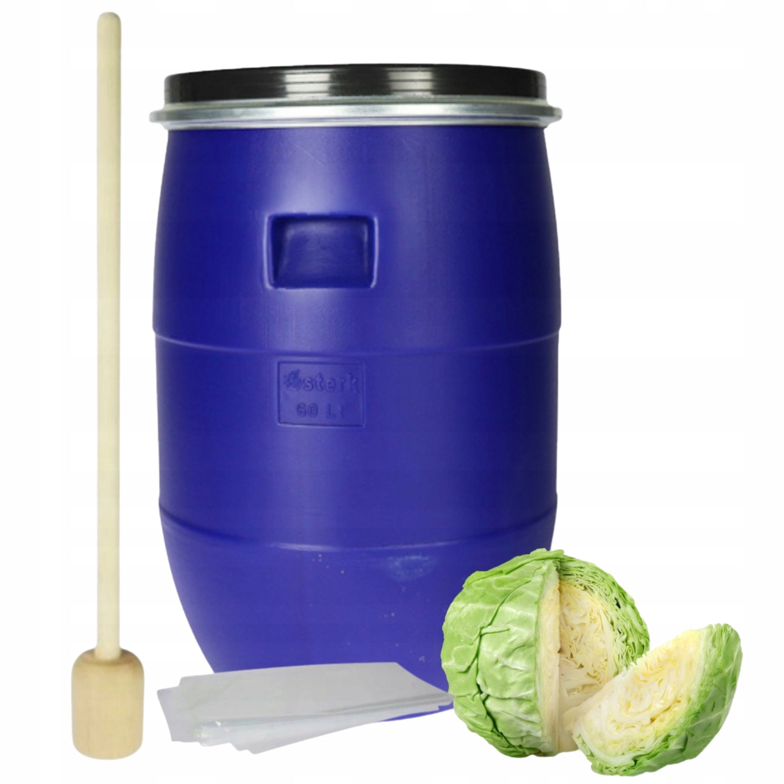 PLASTIC BARREL FOR PICKLING CABBAGE 60L PESTLE BAG PICKLING SET