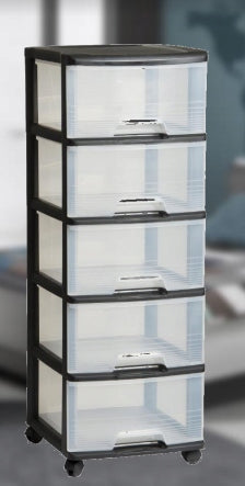 PLASTIC BOOKCASE ON WHEELS WITH 5 DRAWERS 5X20L CURVER Brand Curver