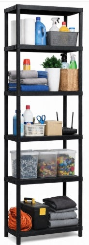 PLASTIC GARAGE STORAGE RACK FOR PANTRY OFFICE BASEMENT 6 SHELVES