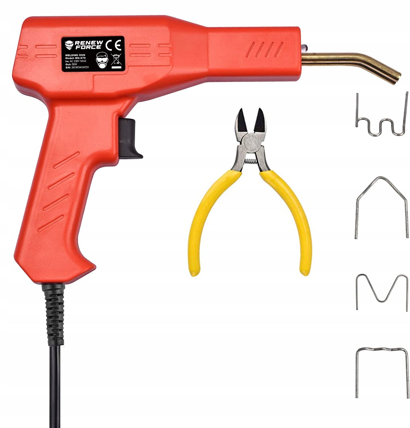 PLASTIC STAPLER WELDING MACHINE PLASTIC SOLDERING IRON +200PCS STAPLES Brand Renew Force