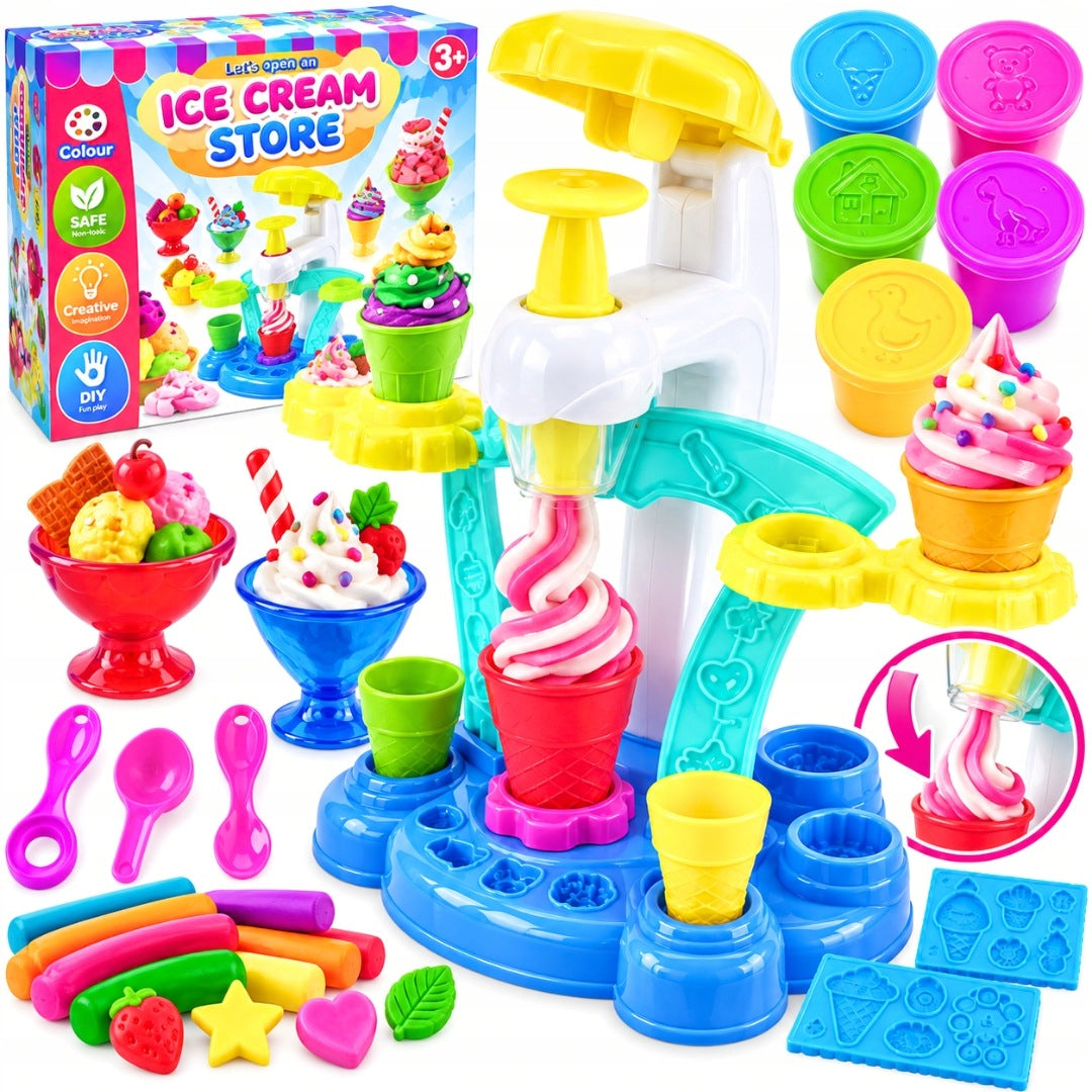 PLAYDOUGH ICE CREAM PARLOR CREATIVE SET MODELING CLAY MOLDS MACHINE 3+ Manufacturer code ZESTAW KREATYWNY PLASTYCZNY DLA 3 4 5 6 LATKA