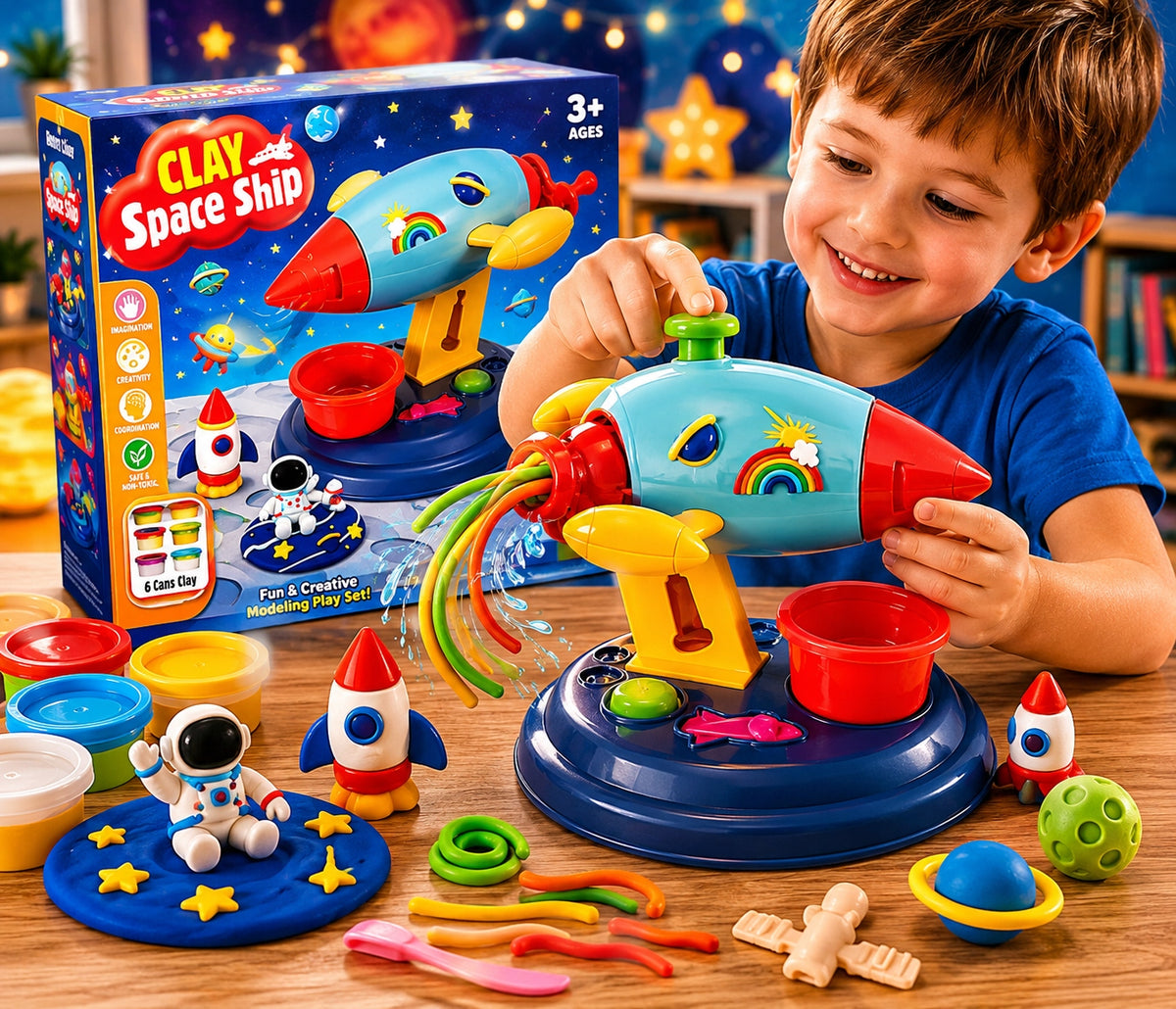 PLAYDOUGH PLASTIC SET MACHINE CREATIVE TOY RACKET FOR GIFT Kid's age 3+ years
