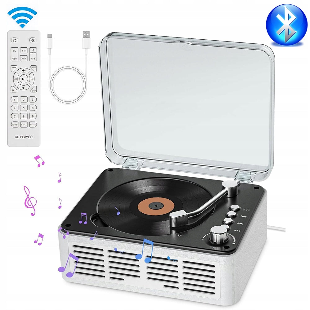 PLAYER CD PLAYER BT5.0 MP3 BUILT-IN SPEAKERS RADIO FM AUX GIFT