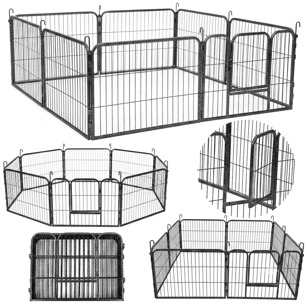 PLAYPEN CAGE MODULAR CORRAL FOR CAT DOG ANIMALS 8 panels x 80x60cm