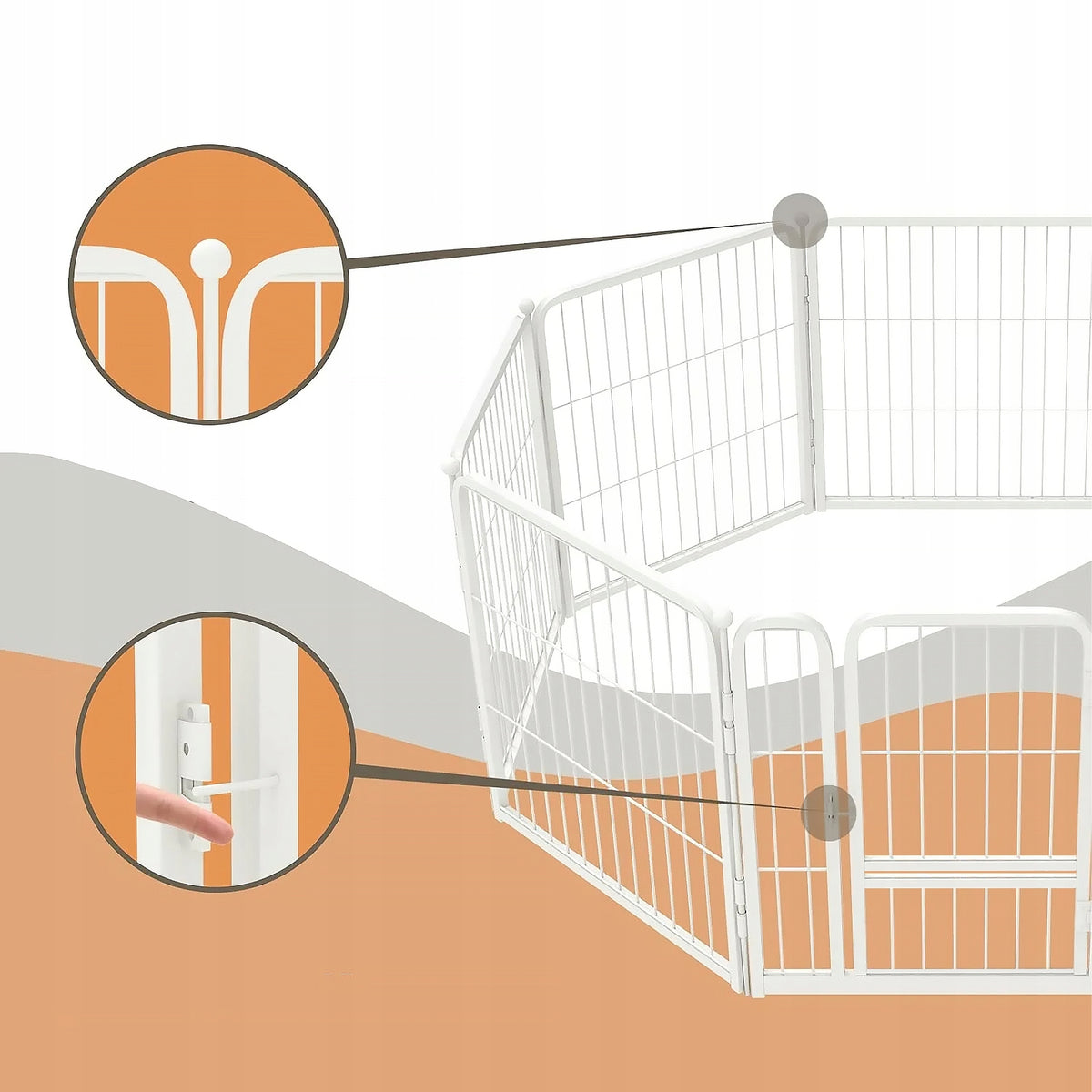 PLAYPEN DOG CAGE MADE OF METAL, RABBIT ENCLOSURE MODULAR CORRAL 6 PANELS Manufacturer code GLOBANI-KDP-01-B