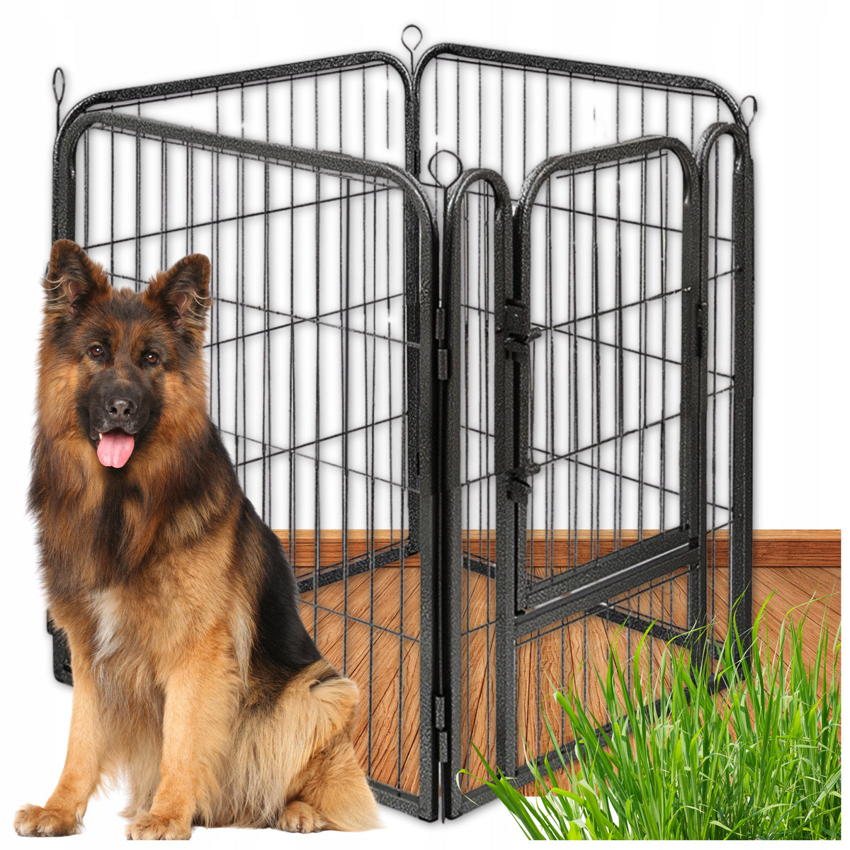 PLAYPEN DOG CAGE METAL RABBIT CATWALK MODULAR FARMHOUSE 4 PANELS 114cm