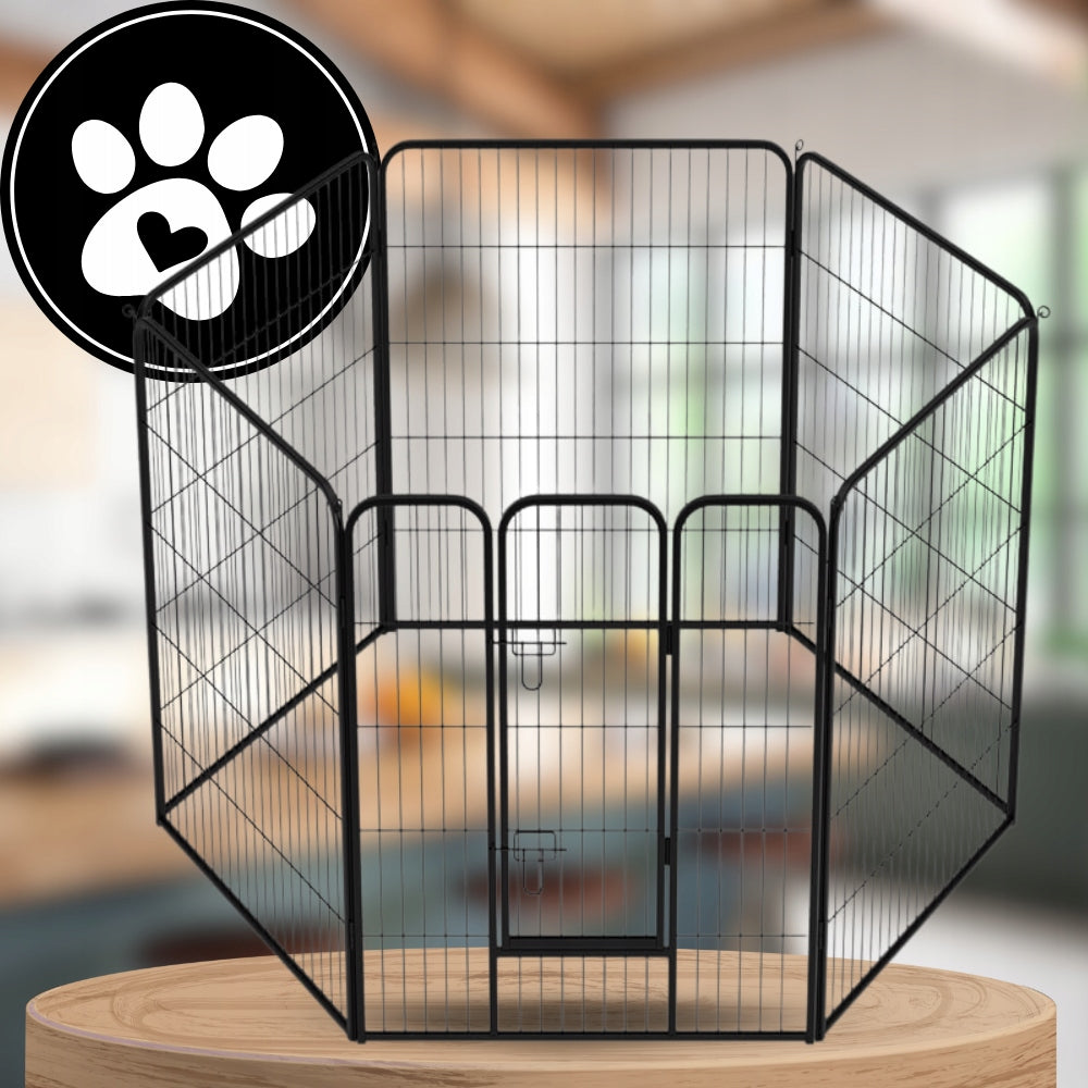 PLAYPEN DOG CAGE METAL RABBIT CATWALK MODULAR FARMHOUSE 6 PANELS 114cm Brand no brand