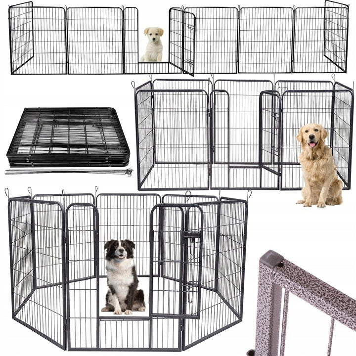 PLAYPEN ENCLOSURE Cage for Dogs and Puppies 8 panels 80x60cm 15kg