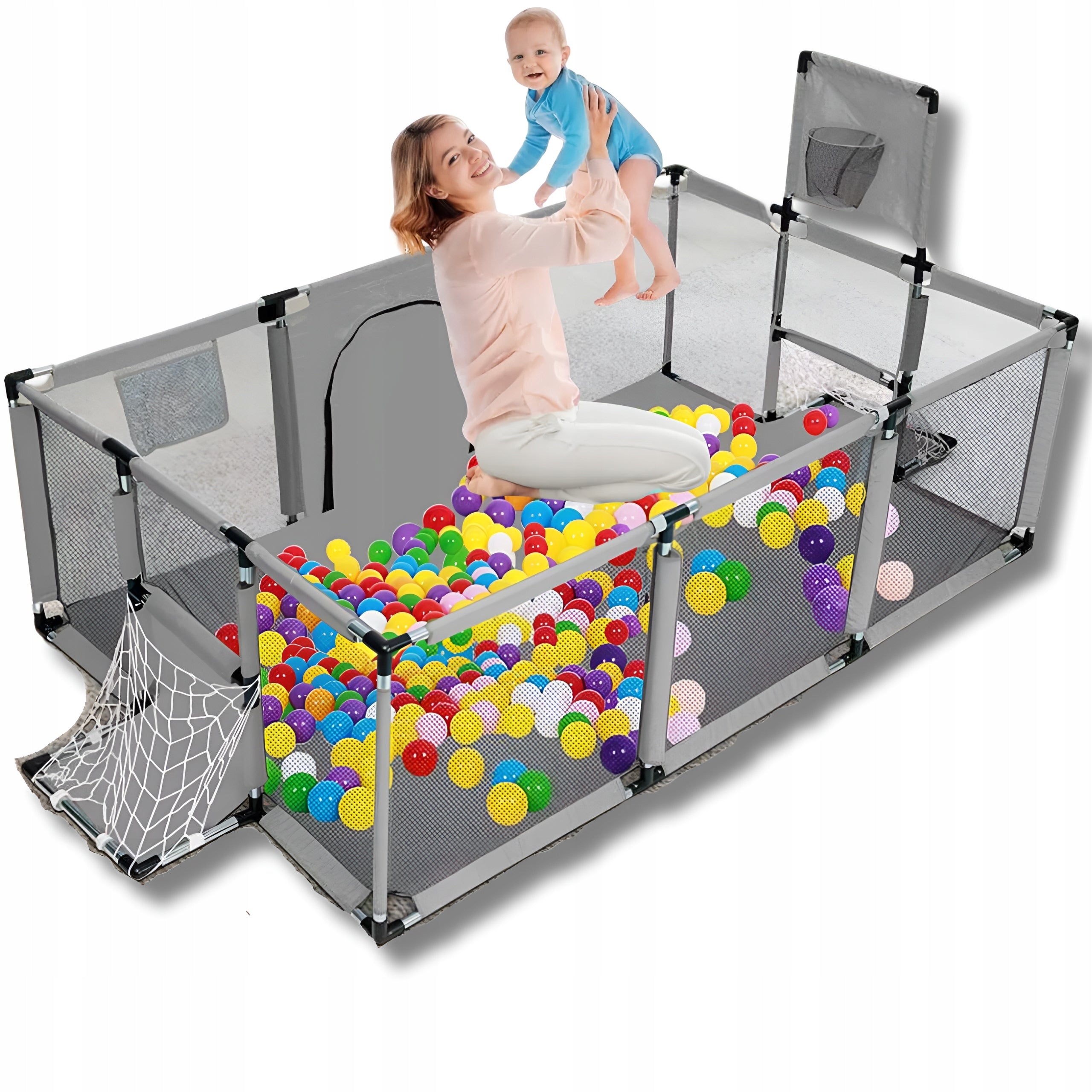 PLAYPEN FOR CHILDREN 120X180 PITCH WITH BASKET GOALS Square Toys LARGE + BALLS