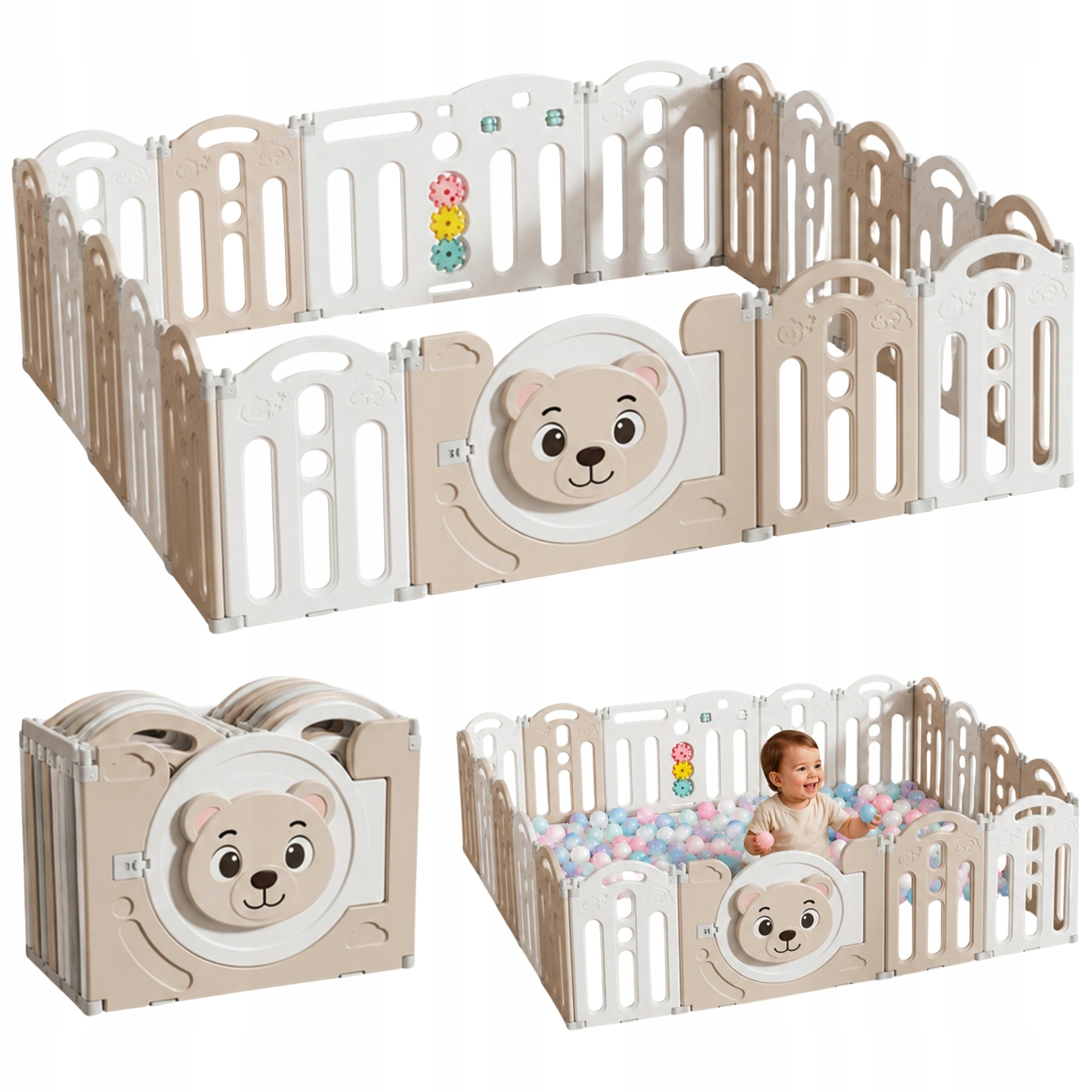 PLAYPEN FOR CHILDREN HOME SQUARE TOYS MODULAR DRY POOL PITCH 185cm beige