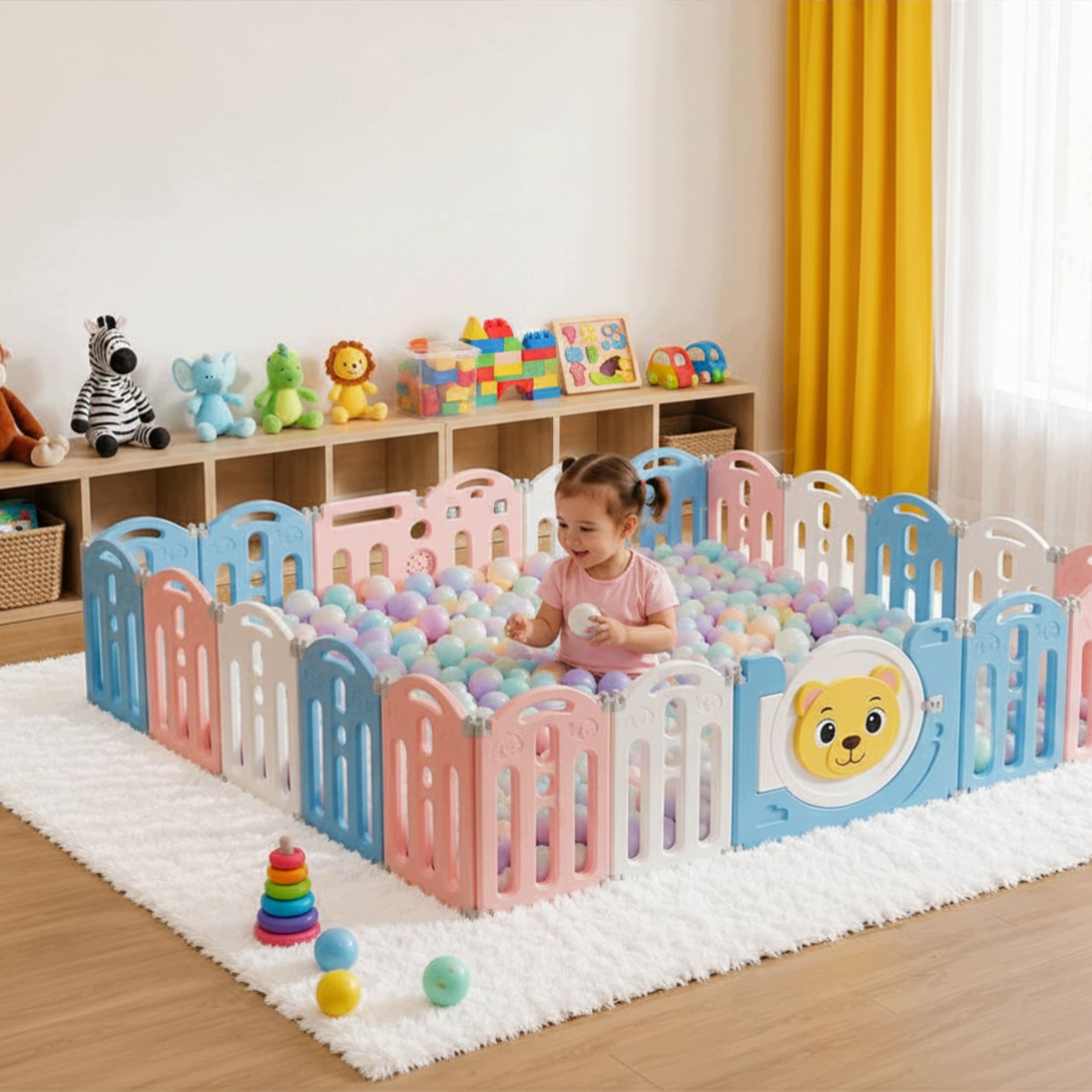 PLAYPEN FOR CHILDREN HOME SQUARE TOYS MODULAR DRY POOL PITCH 222x227cm Packaging status original