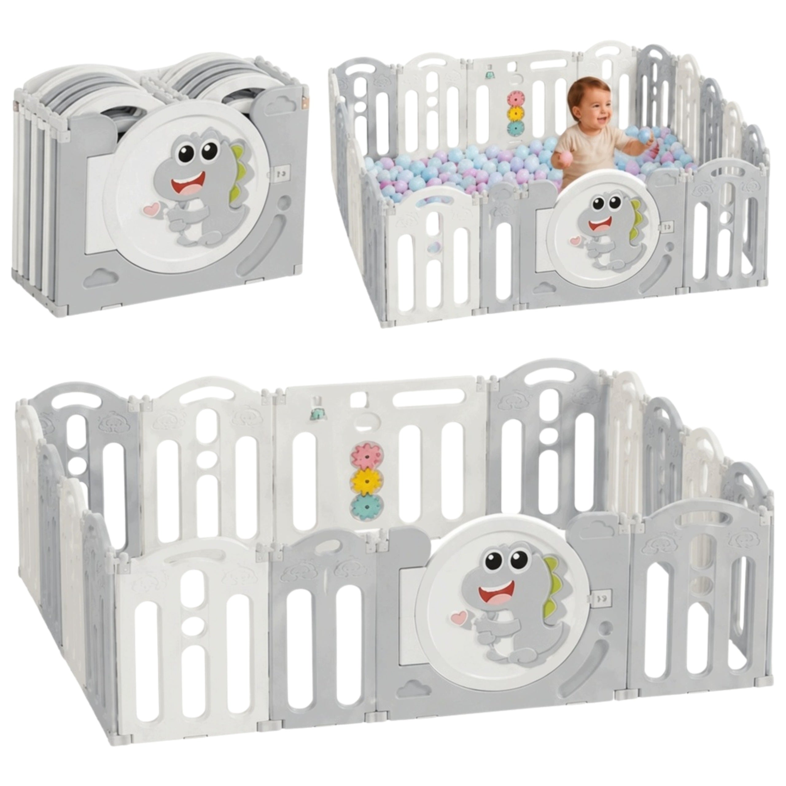 PLAYPEN FOR CHILDREN HOME SQUARE TOYS MODULAR DRY POOL dinosaur 185x195cm