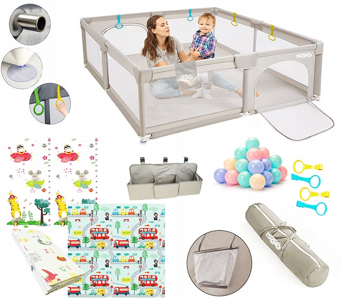 PLAYPEN FOR CHILDREN ISERE PREMIUM 150x180 FOAM MAT BALLS ORGANIZER SPONGES