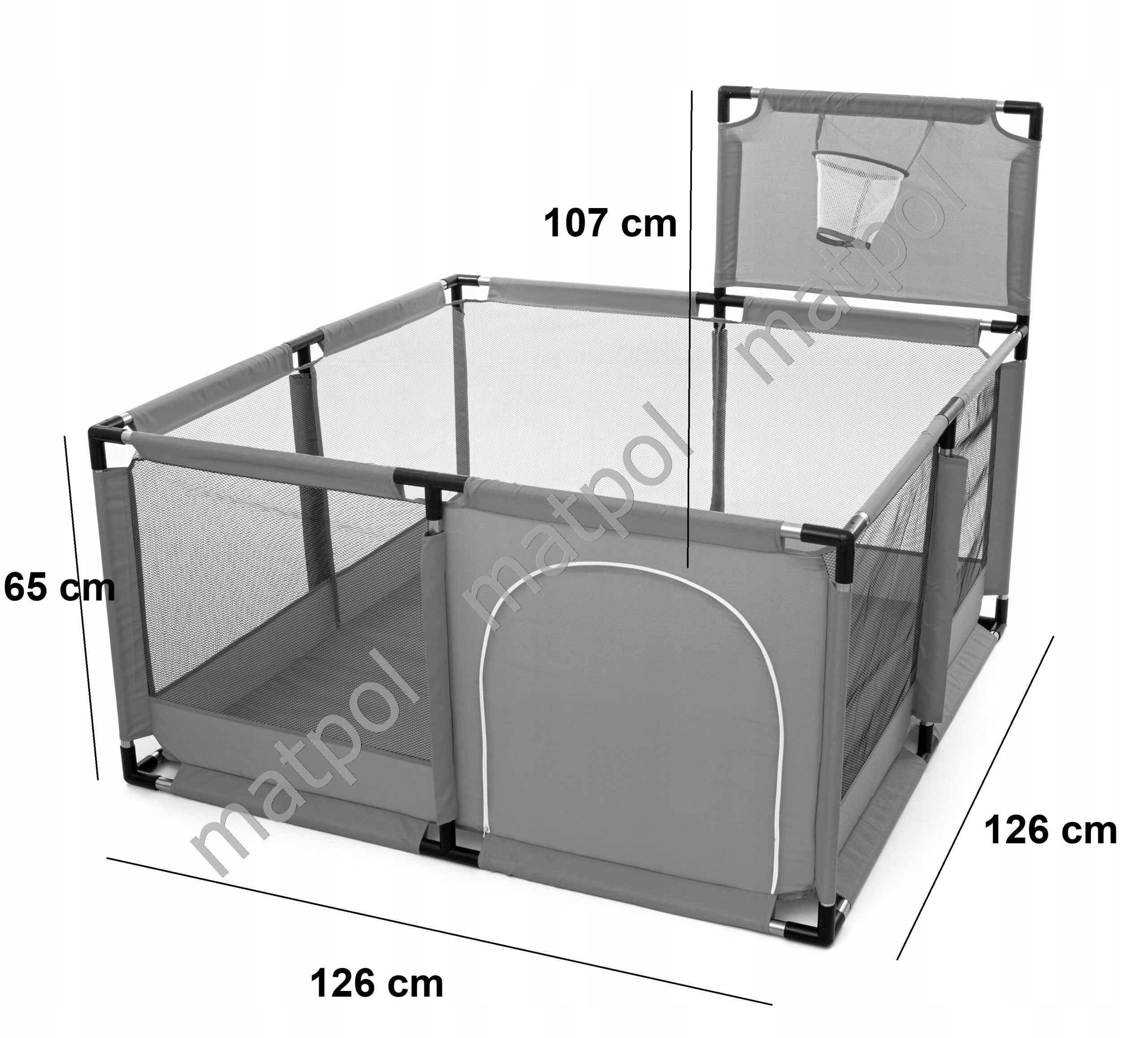 PLAYPEN GREY DRY POOL WITH BASKET SQUARE TOYS Brand Matpol