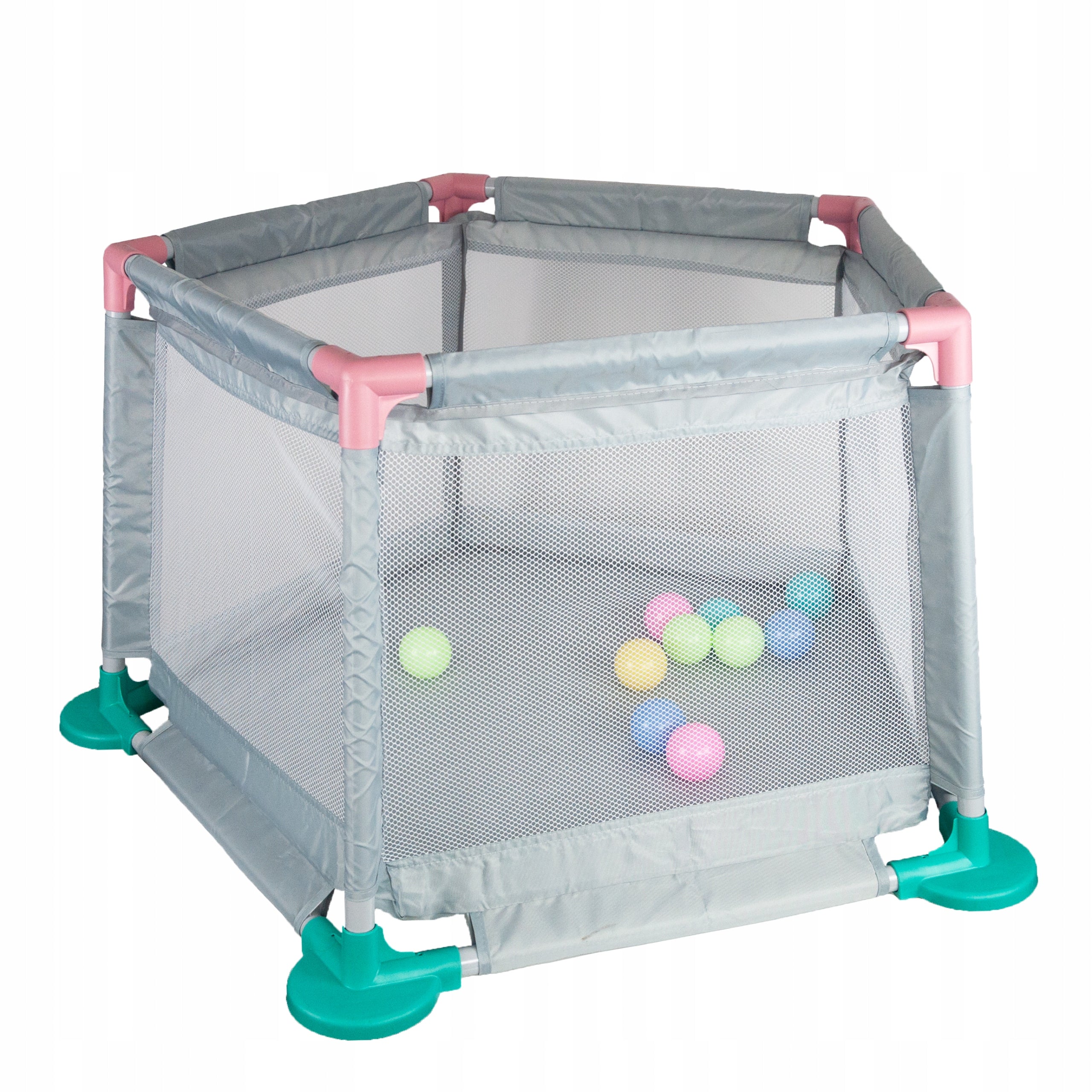 PLAYPEN GREY FOR CHILDREN SQUARE TOYS DRY BALL POOL + 10 BALLS Packaging status original