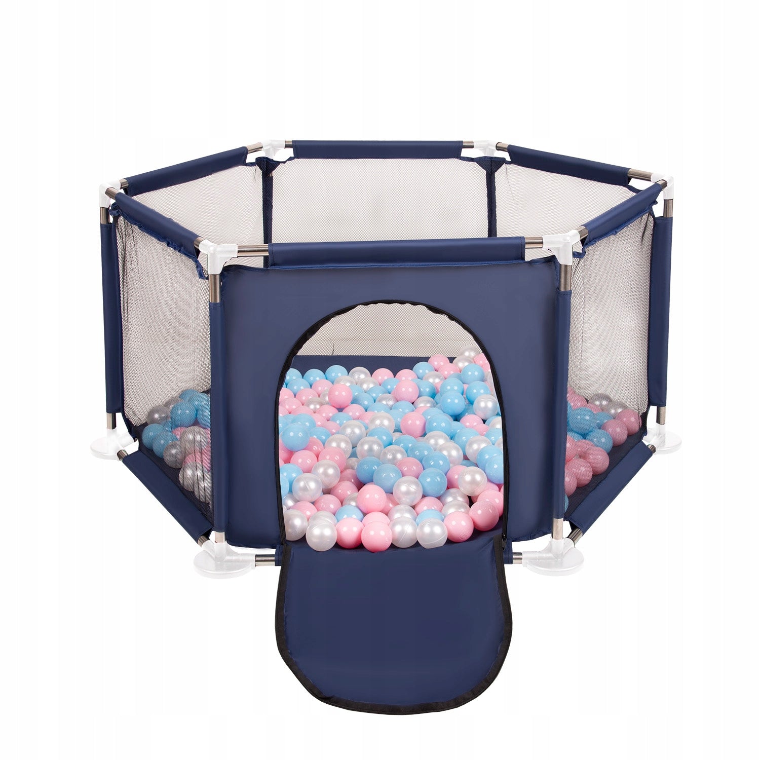 PLAYPEN HEXAGON DRY POOL FOR CHILDREN 100 BALLS NAVY BLUE SELONIS KS-100X