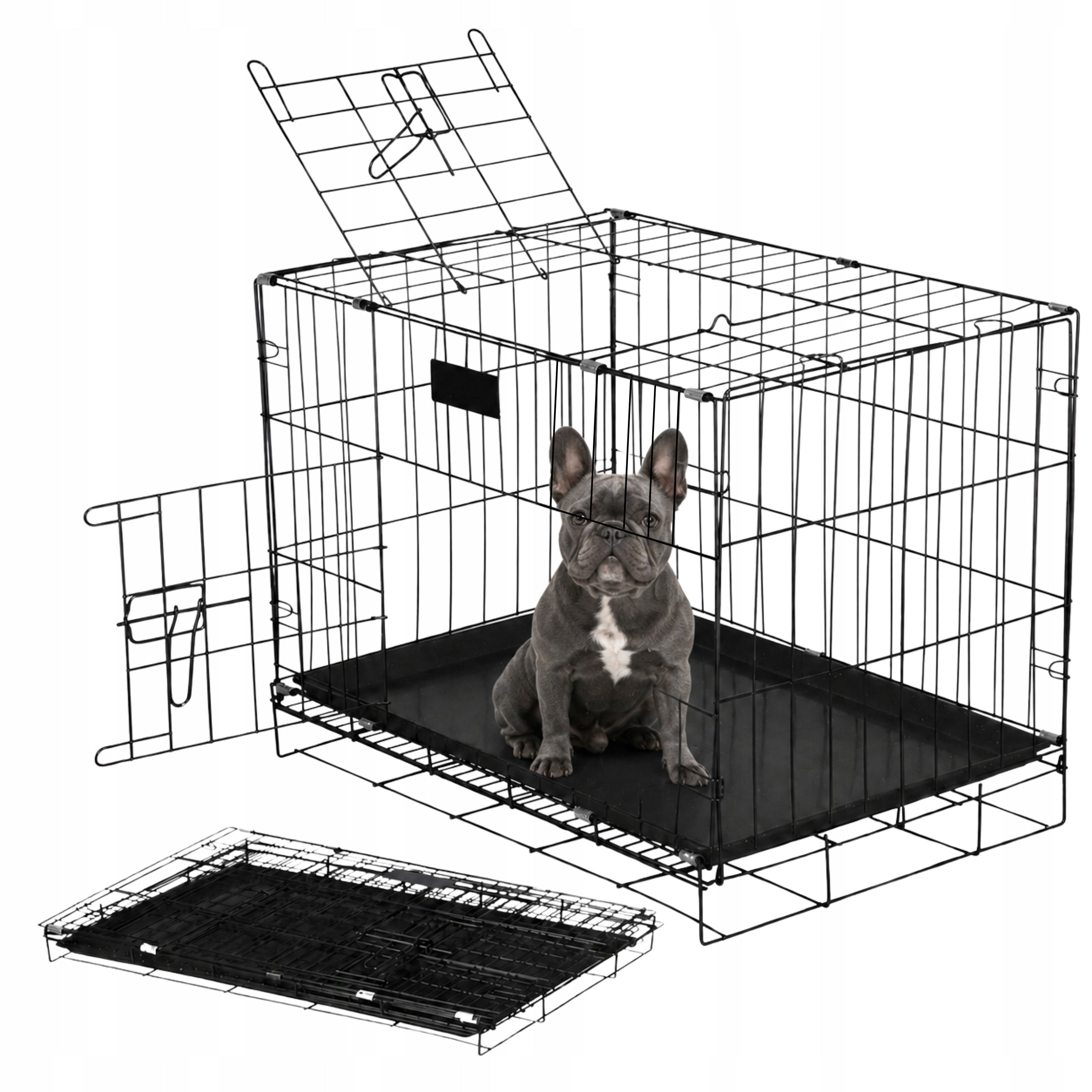 PLAYPEN KENNEL CAGE TRANSPORTER CAT ENCLOSURE FOR DOG ANIMALS BLACK 77CM