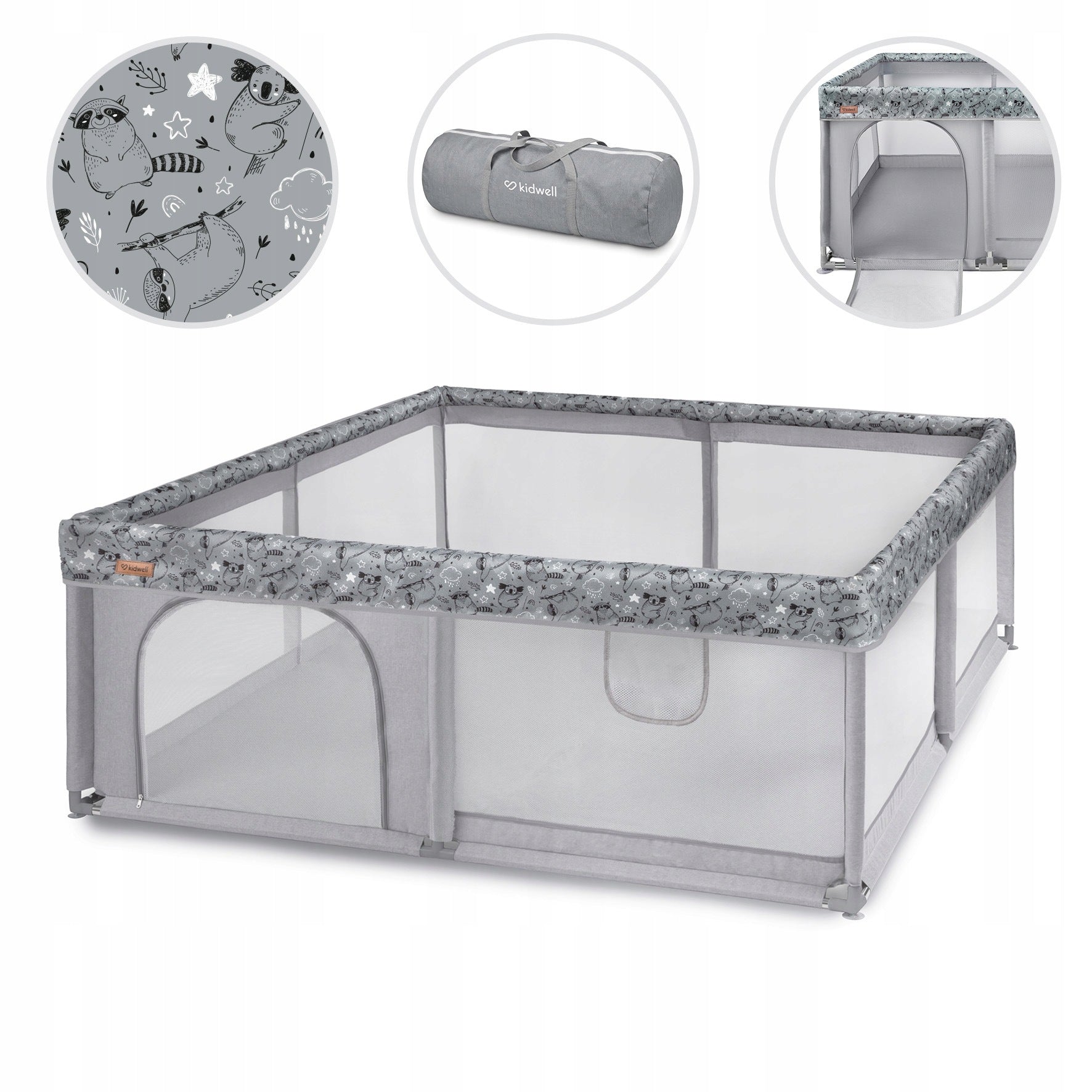 PLAYPEN PLAY AREA TOYS POOL KIDWELL FANKO ART GRAY 180x200 LIGHTWEIGHT + BAG