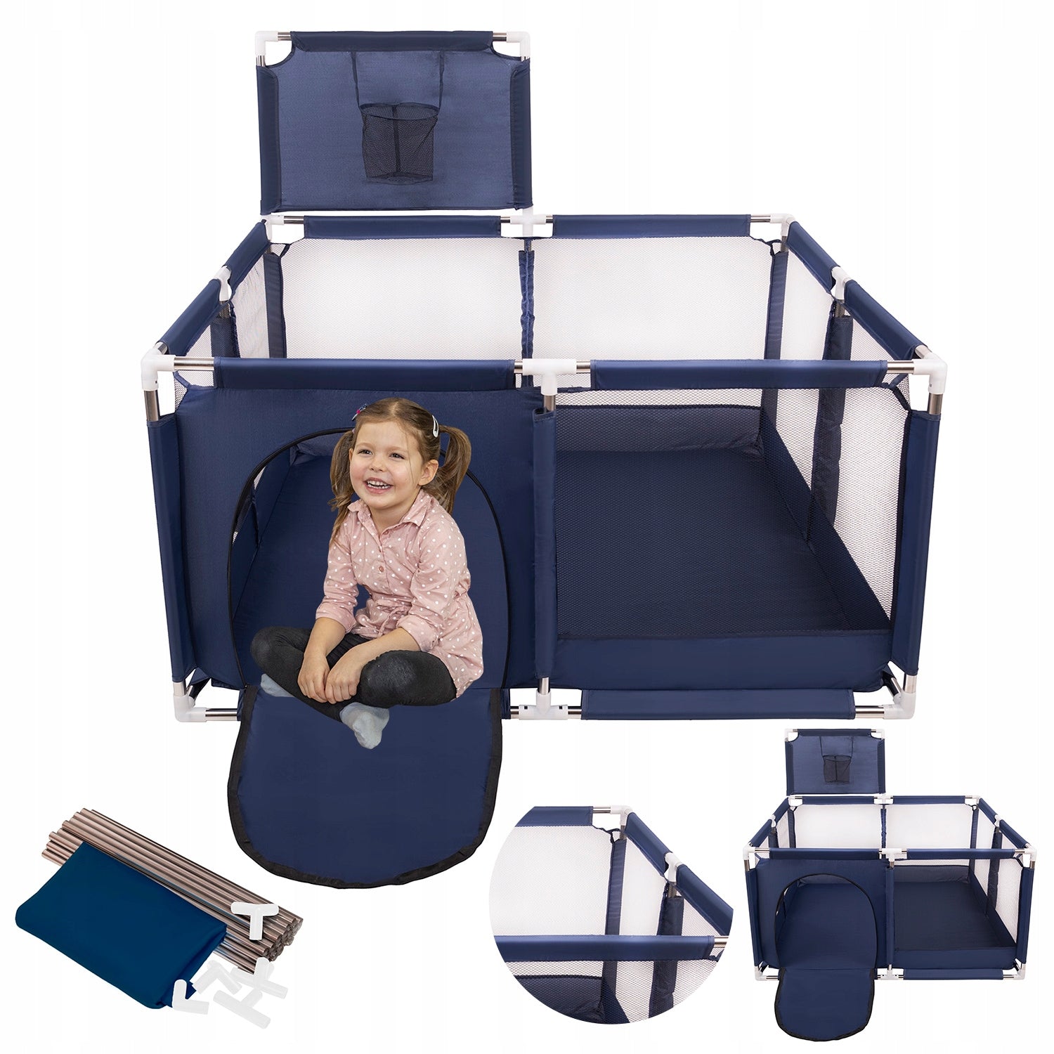 PLAYPEN WITH BASKET BLUE DRY POOL FOR CHILDREN SELONIS KK-100X empty Manufacturer code KK-100X-BLUE