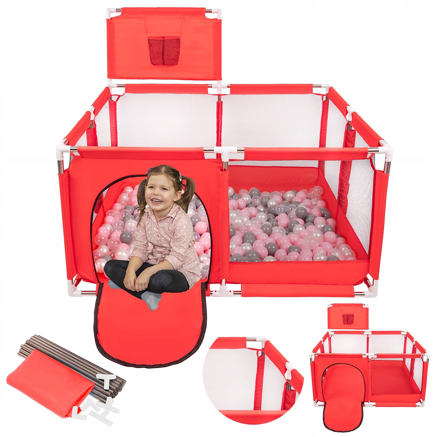 PLAYPEN WITH BASKET DRY POOL FOR CHILDREN 100 BALLS