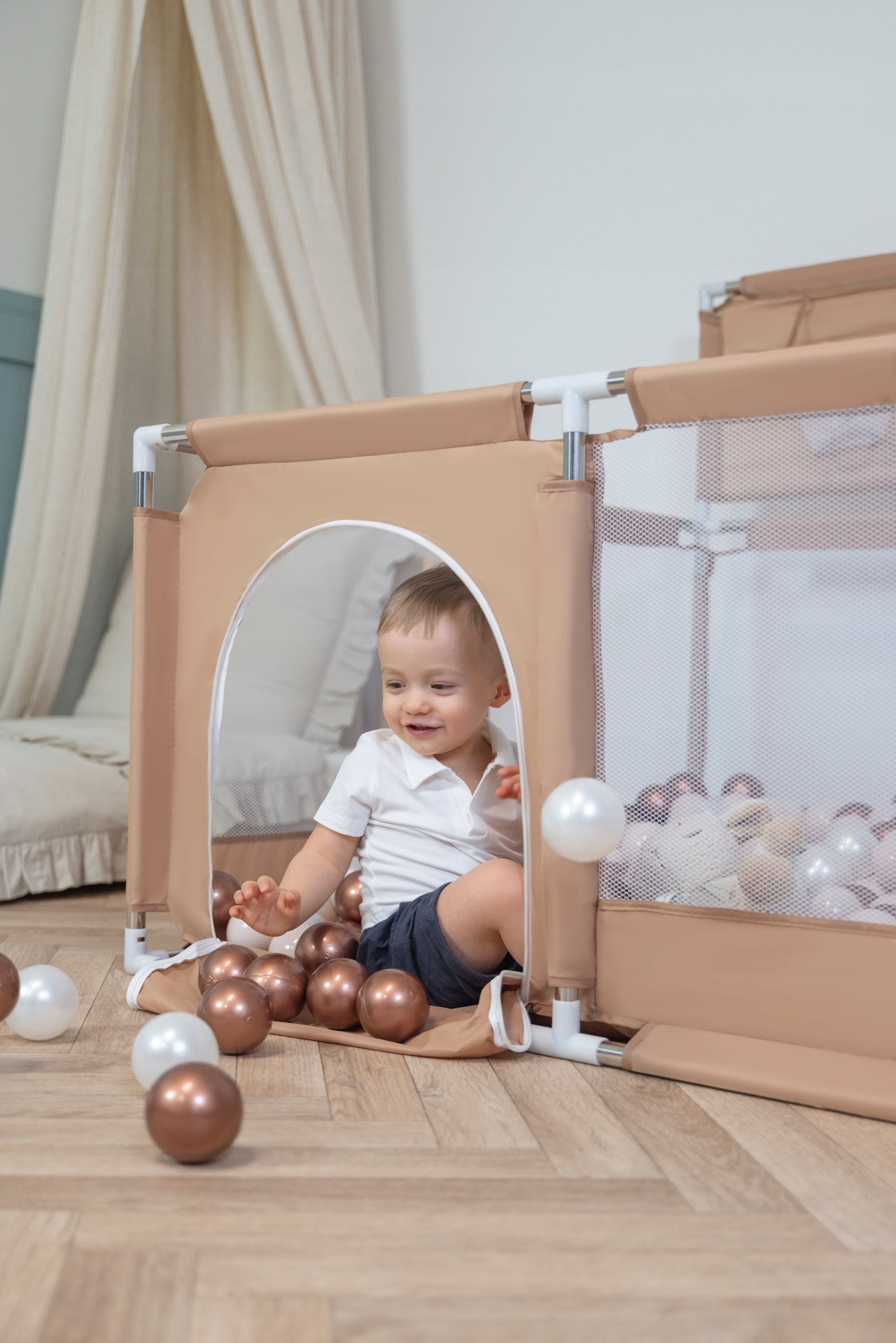 PLAYPEN WITH BASKET DRY POOL FOR CHILDREN SELONIS KK-100X beige without balls Manufacturer code 5905054819330