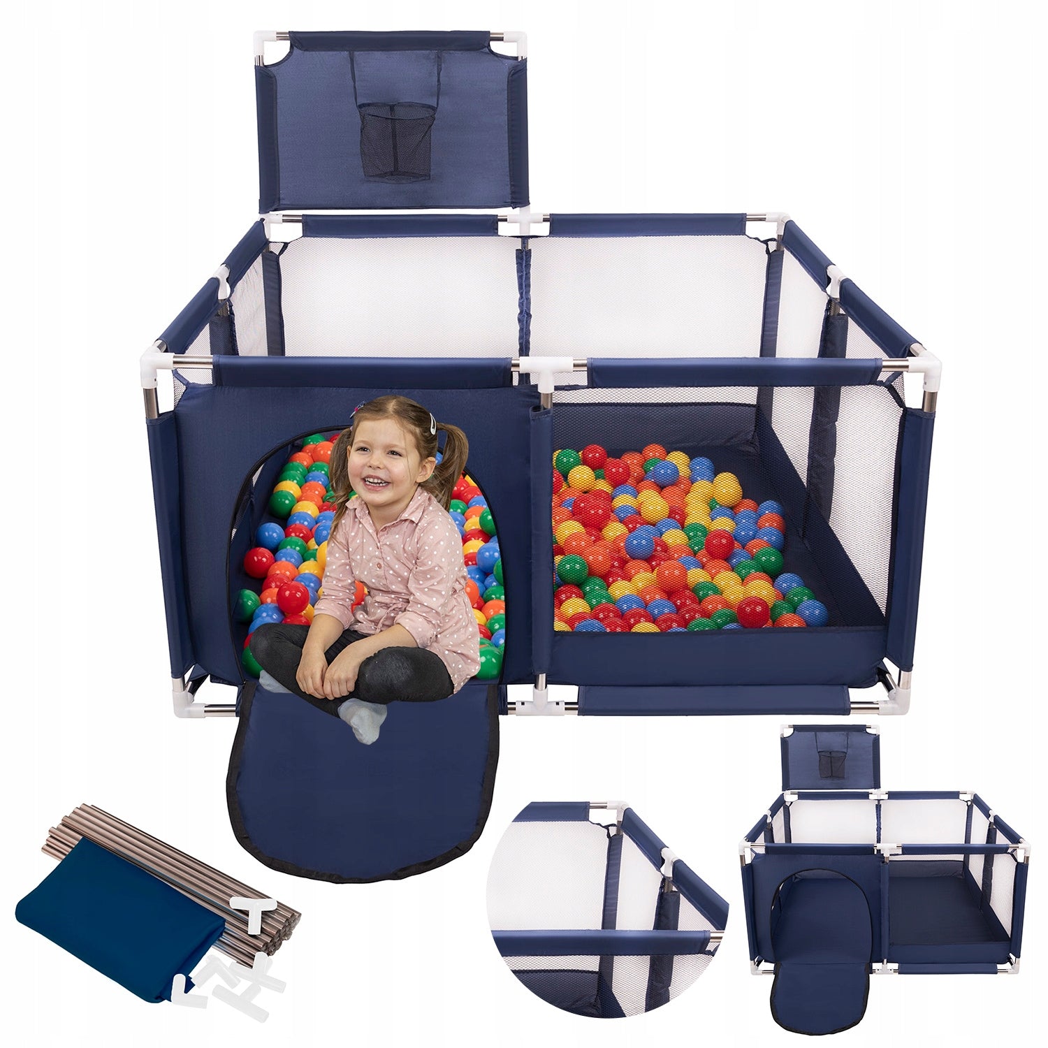 PLAYPEN WITH SQUARE BASKET FOR CHILDREN 200 BALLS