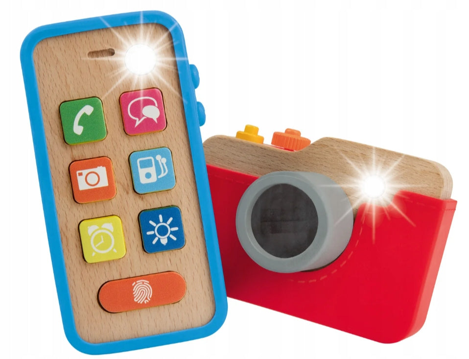 PLAYTIVE for children Smartphone and camera wooden effects light sound