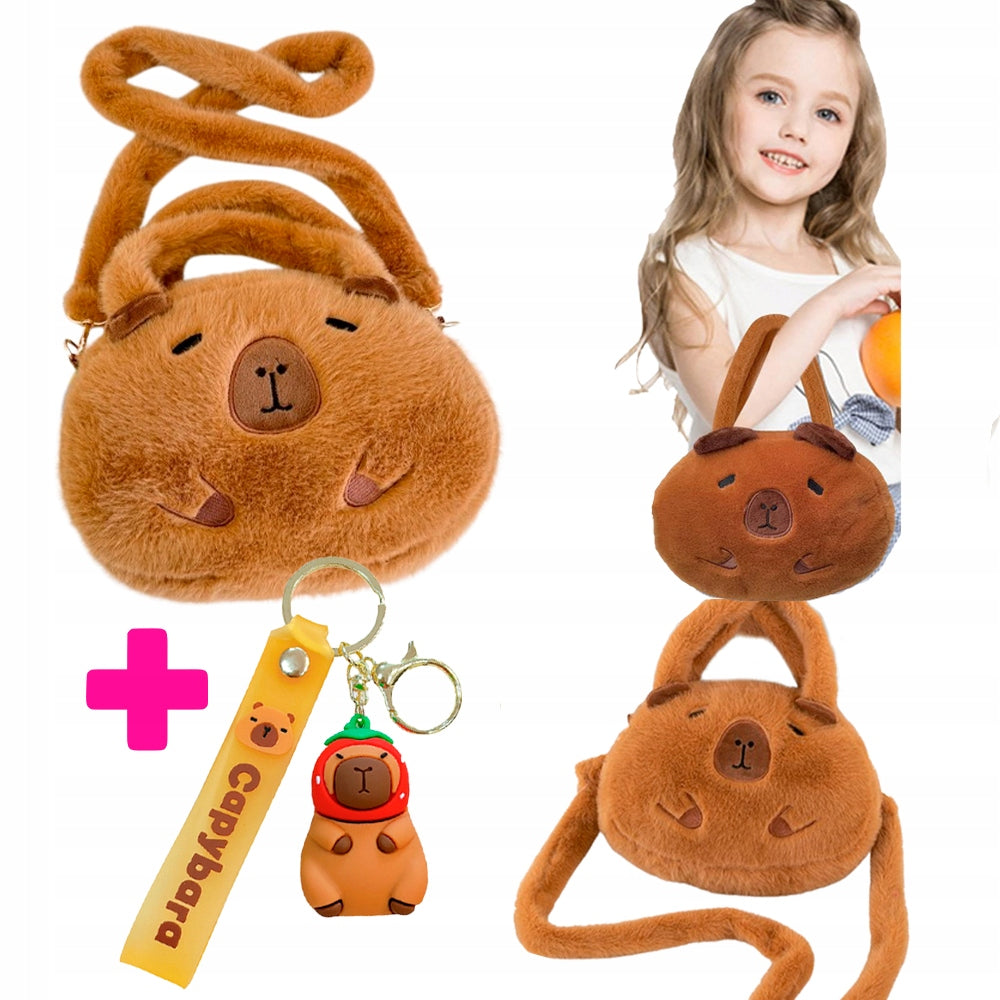PLUSH CAPYBARA BAG NEW CASE + CAPYBARA KEYCHAIN AS GIFT BAG