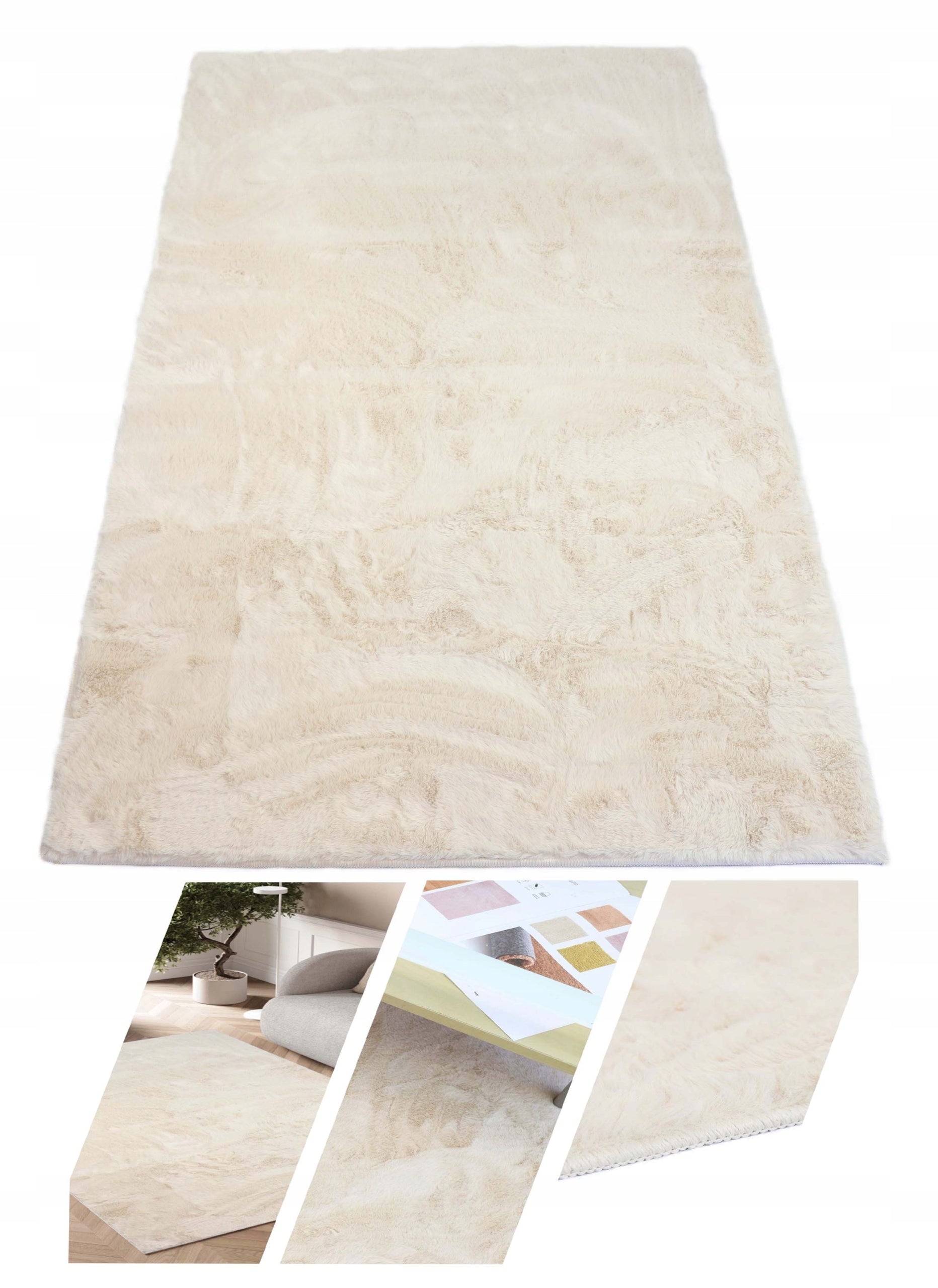 PLUSH CARPET RABBIT FUR SOFT VELVET RABBIT CREAM 120X160cm