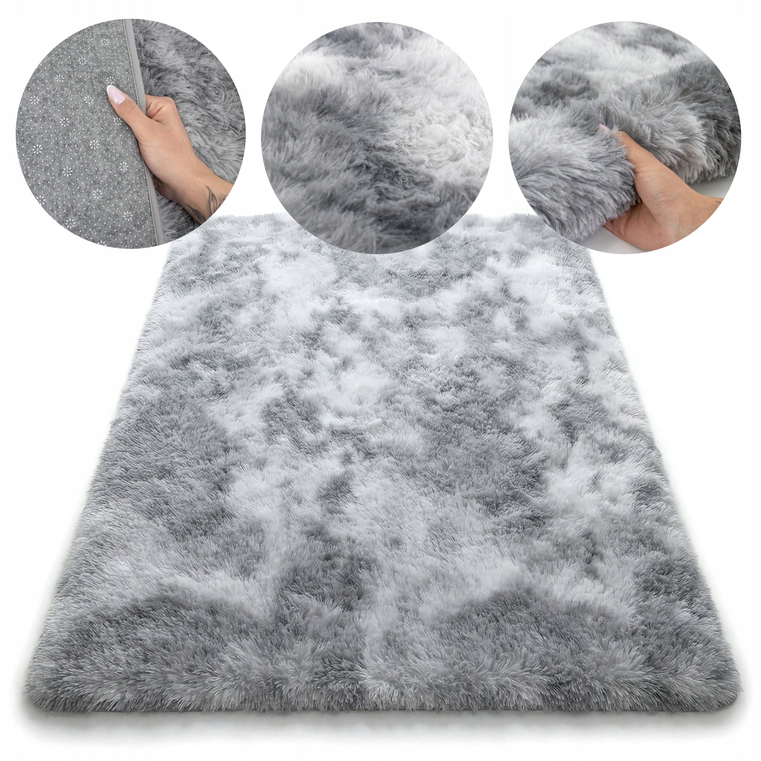 PLUSH CARPET SHAGGY 120x170 CM FLUFFY SOFT FOR LIVING ROOM ECO FUR GREY