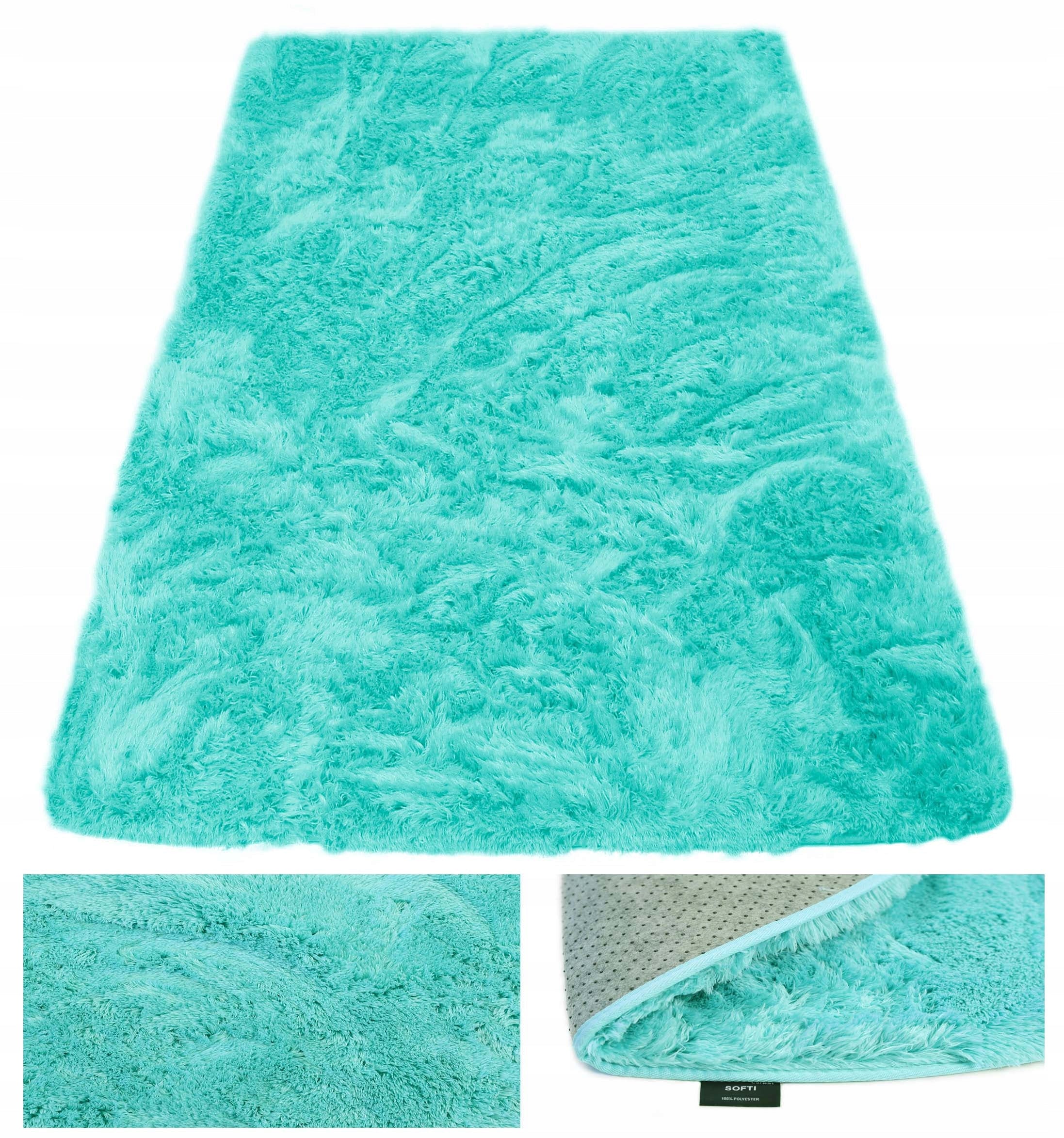 PLUSH CARPET SHAGGY SOFT HAIR TURQUOISE SOFTI PLUSH 40x50 cm