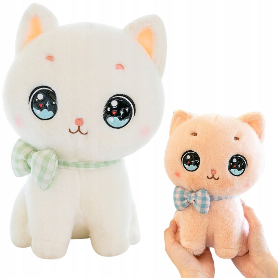 PLUSH KITTEN WITH BOW PLUSH TOY BEAR 24CM CUDDLY COLORS