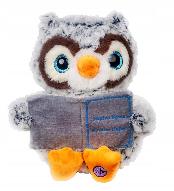 PLUSH OWL PLUSH TOY INTERACTIVE TELLS 3 FAIRY TALES POLISH
