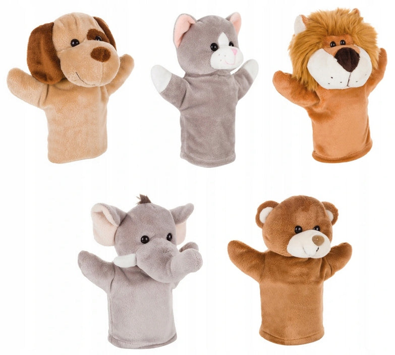 PLUSH PUPPET 5 pieces dog cat lion bear elephant