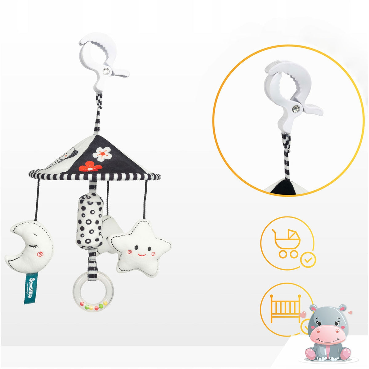 PLUSH SENSORY CONTRAST CAROUSEL WITH TRAVEL CLIP FOR CAR EAN (GTIN) 5905982055718