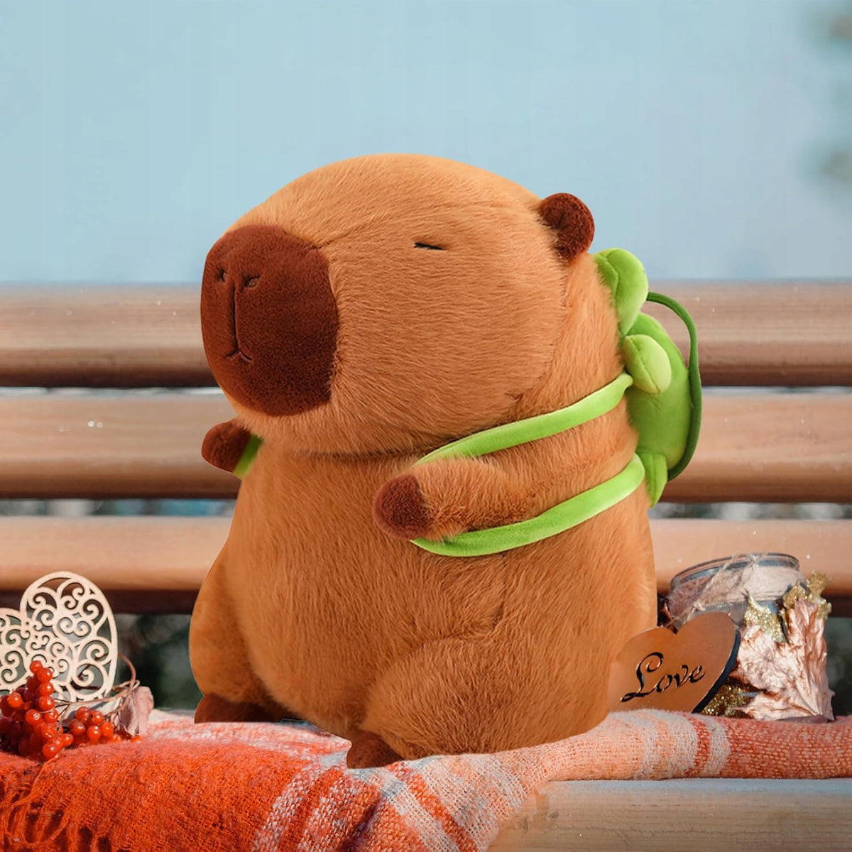 PLUSH TOY KAPIBARA PLUSH TOY WITH BACKPACK TURTLE BADGER BEAVER Manufacturer code Kapibara z żółwiem duża maskotka