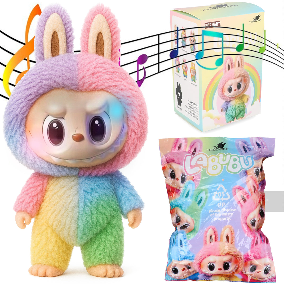 PLUSH TOY KEYCHAIN SURPRISE LABUBU INTERACTIVE SINGING la bubu