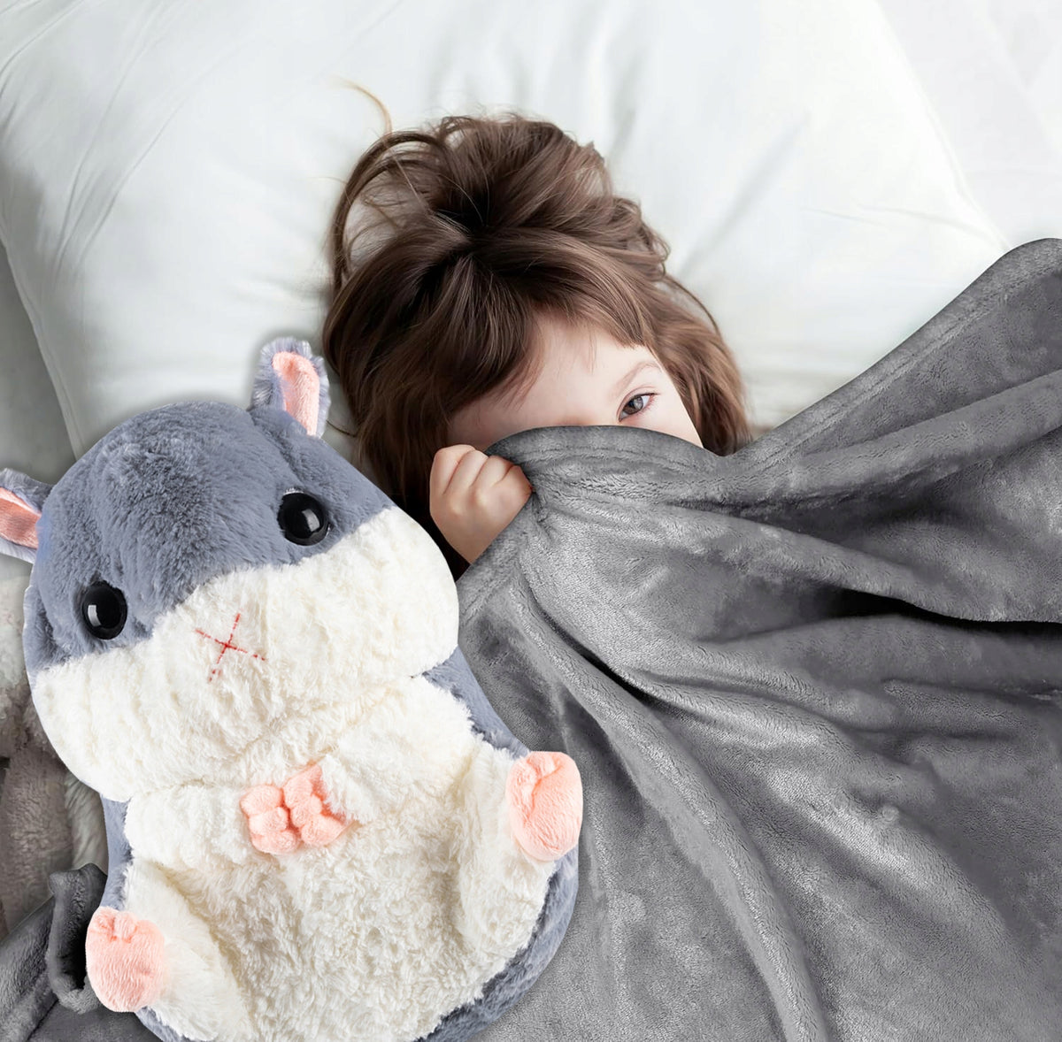 PLUSH TOY PILLOW PLUSH HAMSTER WITH BLANKET Blanket 160x110 cm CUDDLY 3in1 Packaging status original