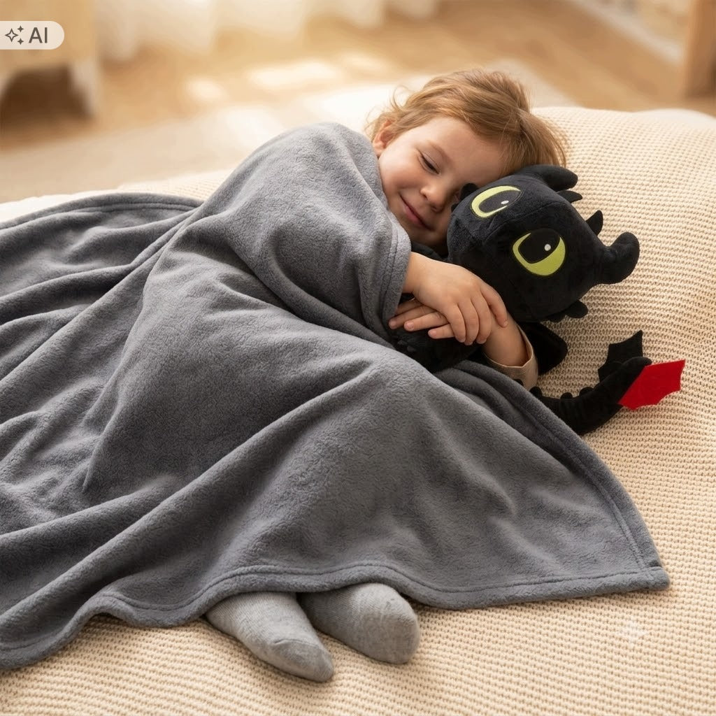 PLUSH TOY TOOTHLESS 60CM 3in1 PILLOW CUDDLY + BLANKET 150x100 Packaging status original