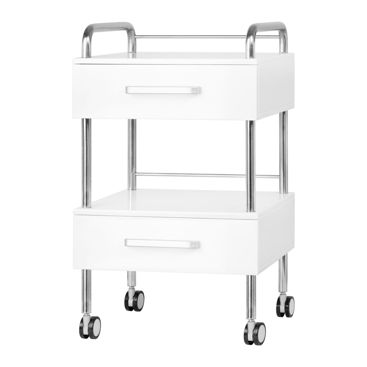 PODIATRIC HELPER TABLE COSMETIC TROLLEY WHITE FOR OFFICE 2 DRAWERS
