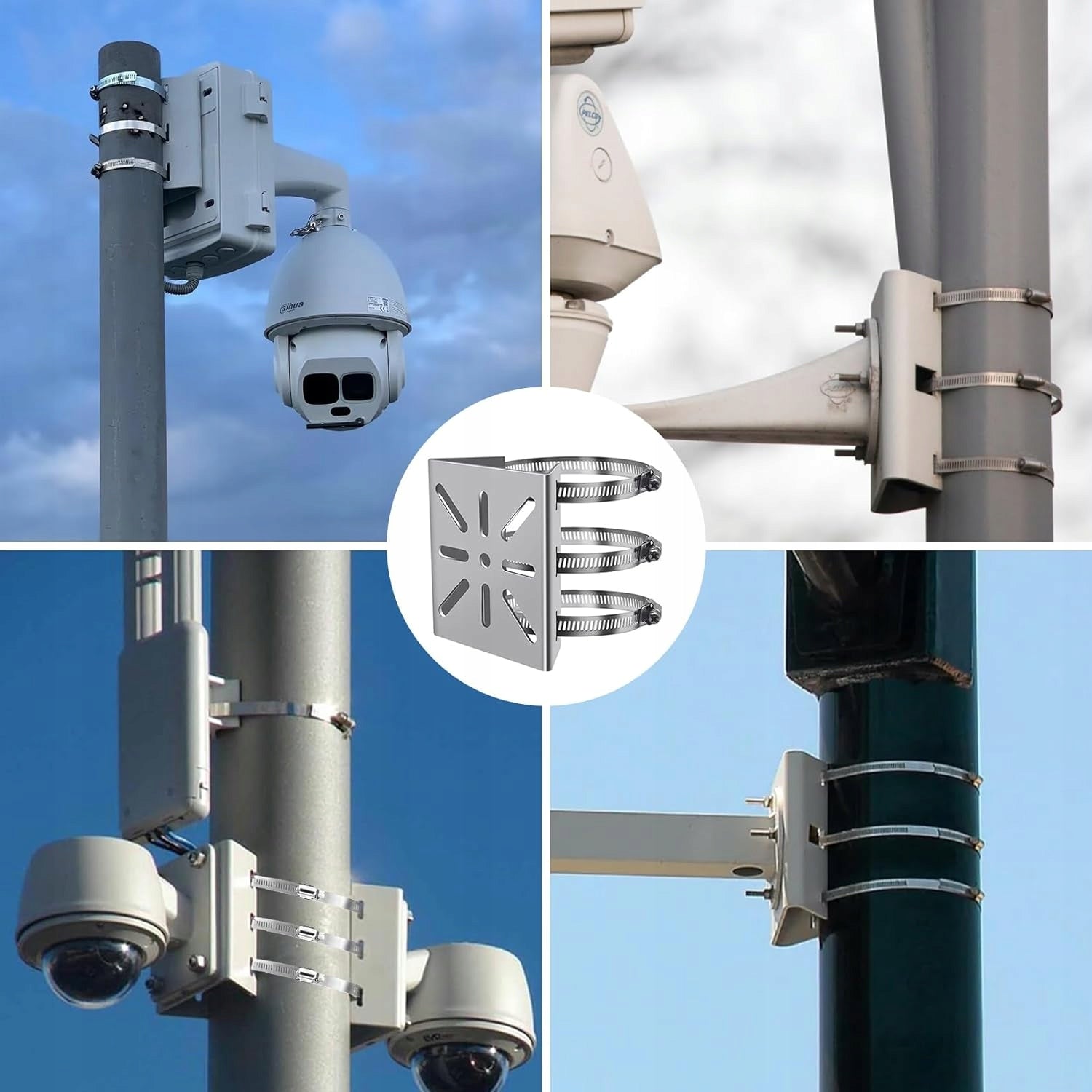 POLE MOUNTING BRACKET FOR CCTV CAMERAS,UNIVERSAL,STAINLESS STEEL Packaging status original