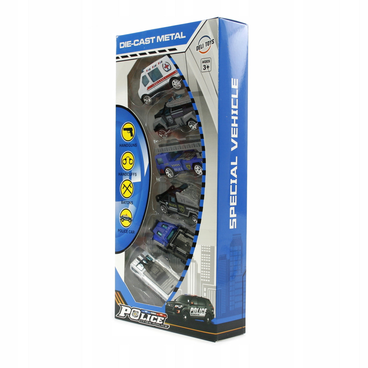 POLICE CAR SET RESORAKI 6pcs