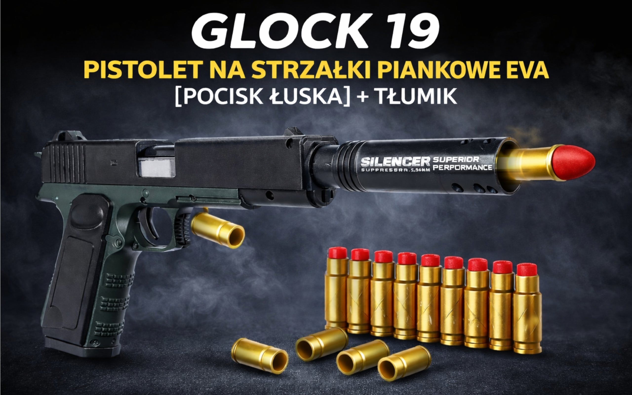 POLICE GUN GLOCK FOR ARROWS FOAM CARTRIDGES EVA BULLET SHELL + DAMPER Packaging status original