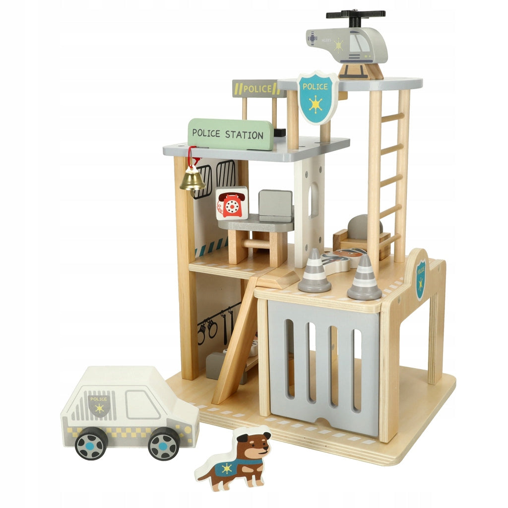 POLICE STATION WOODEN TRACK + POLICE CAR HELICOPTERS PARKING EAN (GTIN) 5903039750982