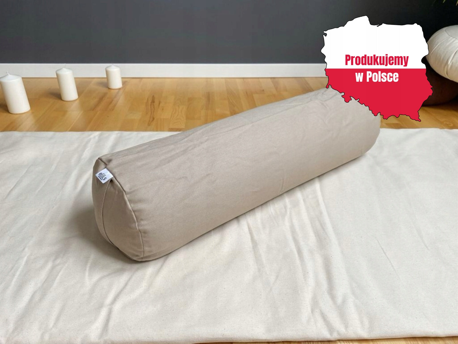 POLISH PRODUCT Reinforcement roller for YOGA 60x20cm buckwheat shell with cover BEIGE