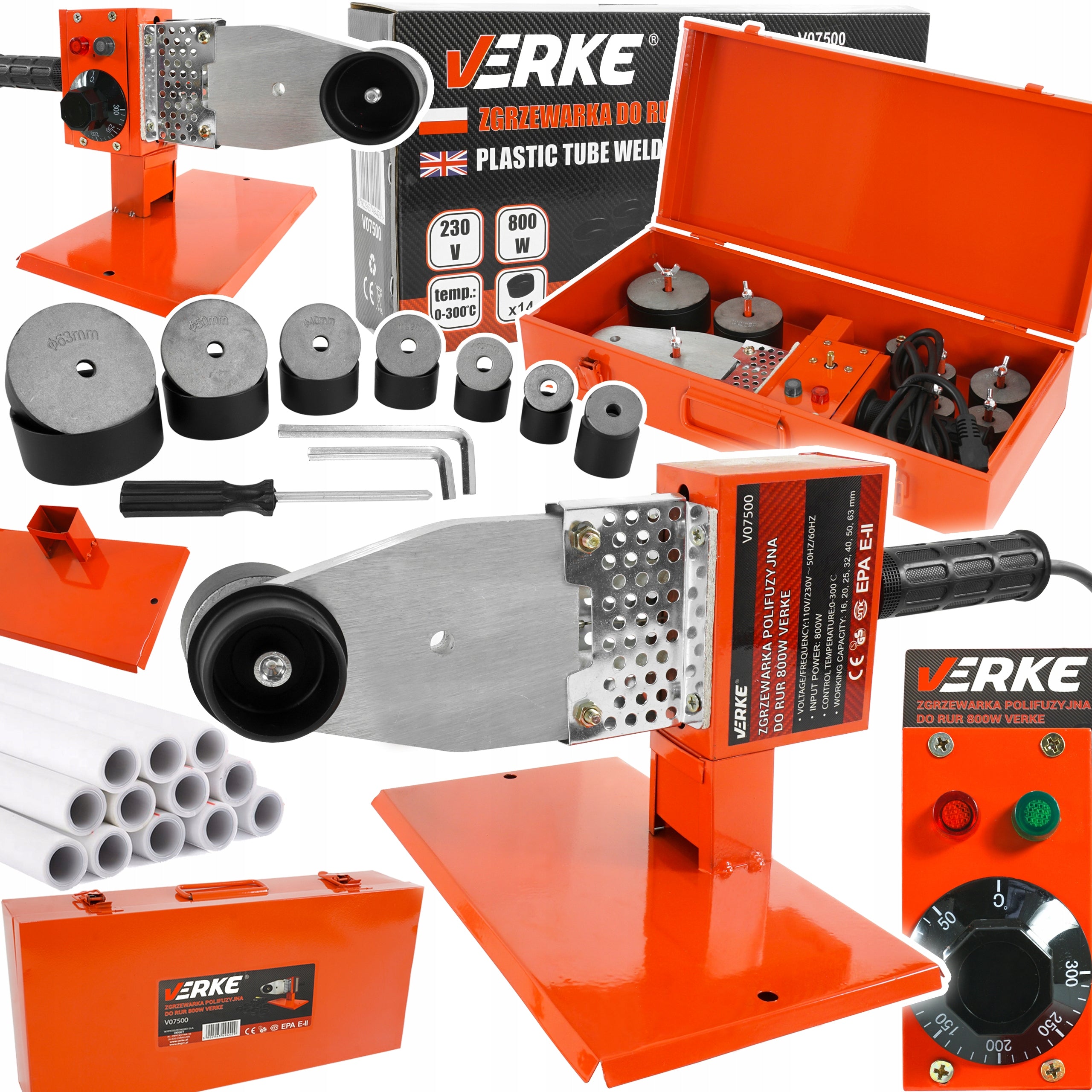 POLYFUSION WELDING MACHINE FOR WELDING PP PVC PIPES 800W STRONG + DIES SET